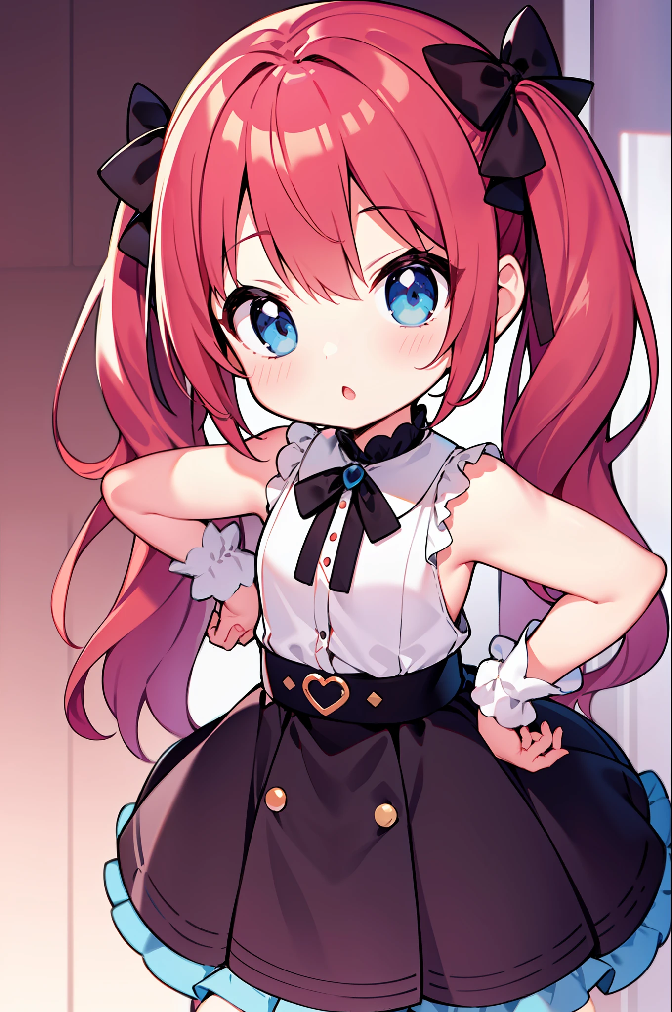 Red hair, blue eyes, long hair, loli,twintails,sassy loli,cheey loli,mesugaki, girl