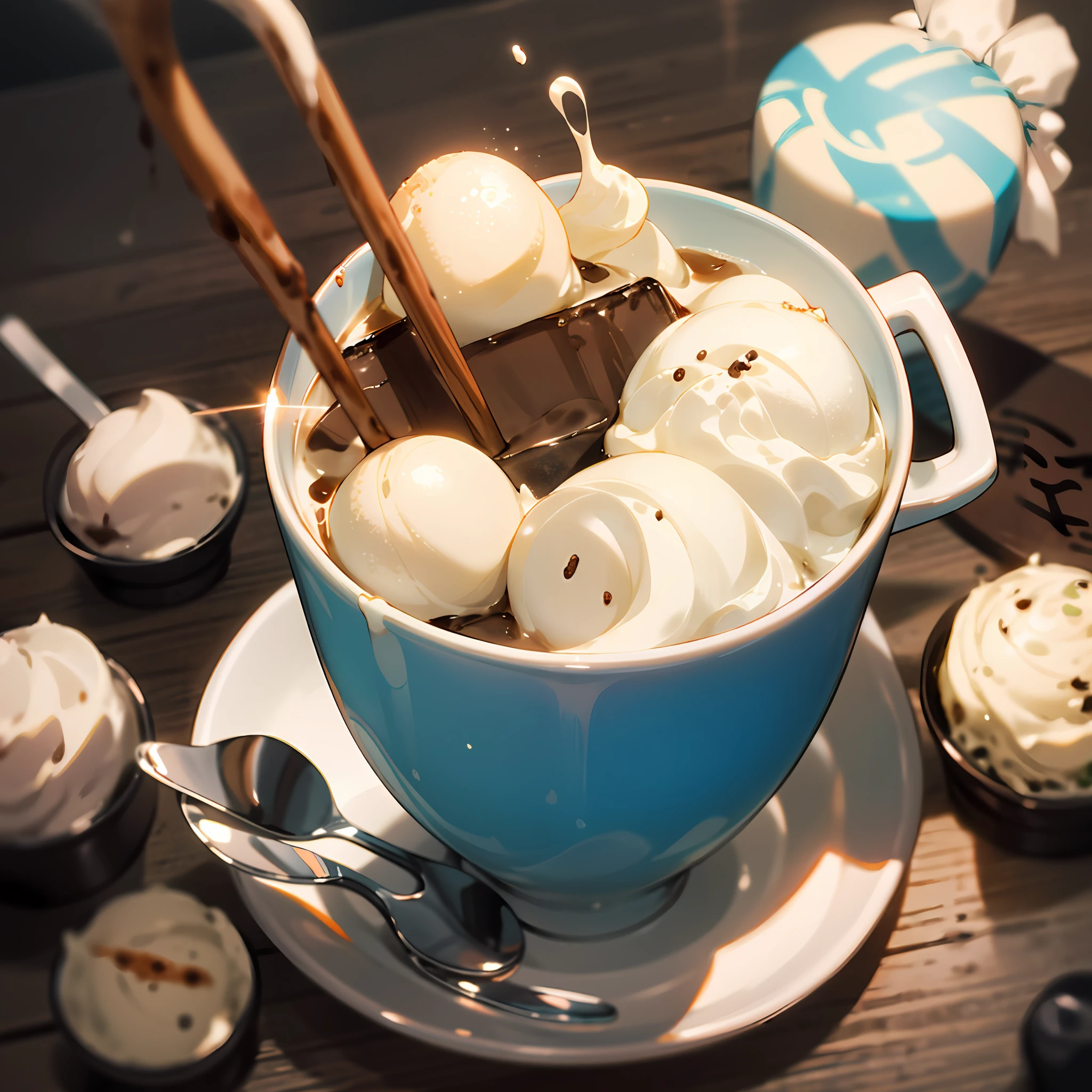 enjoy,milk tea,icecream,deep blues