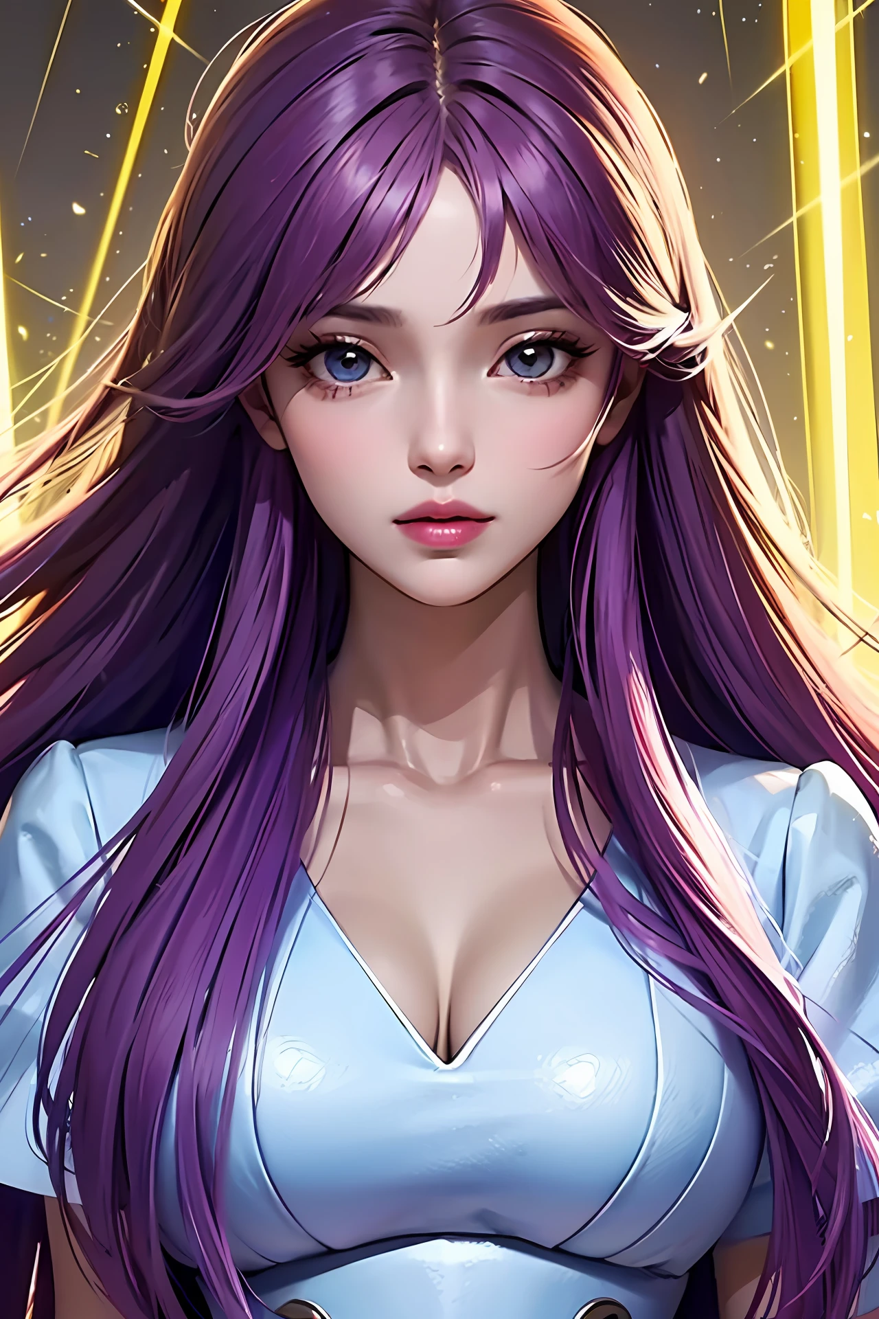 beautiful lighting,best quality,master part,Ultra Highres,fotorrealista,
(macio_luz:1.5),(The lighting),delicate elegance,beleza cativante,Saldo de concurso,Feiticeira, corpo inteiro,
1girl,sozinho,((Seios enormes:1.2)),Kido_Saori,(AtenaPano_armadura:1.1),cabelo de lavanda,(cabelo entre os olhos:1.2),sentado,Olhando para o Viewer,fundo simples,