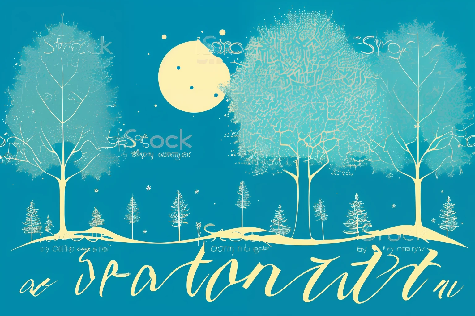 a spruice tree in a winter landscape, tshirt design, rzminjourney, vector-art