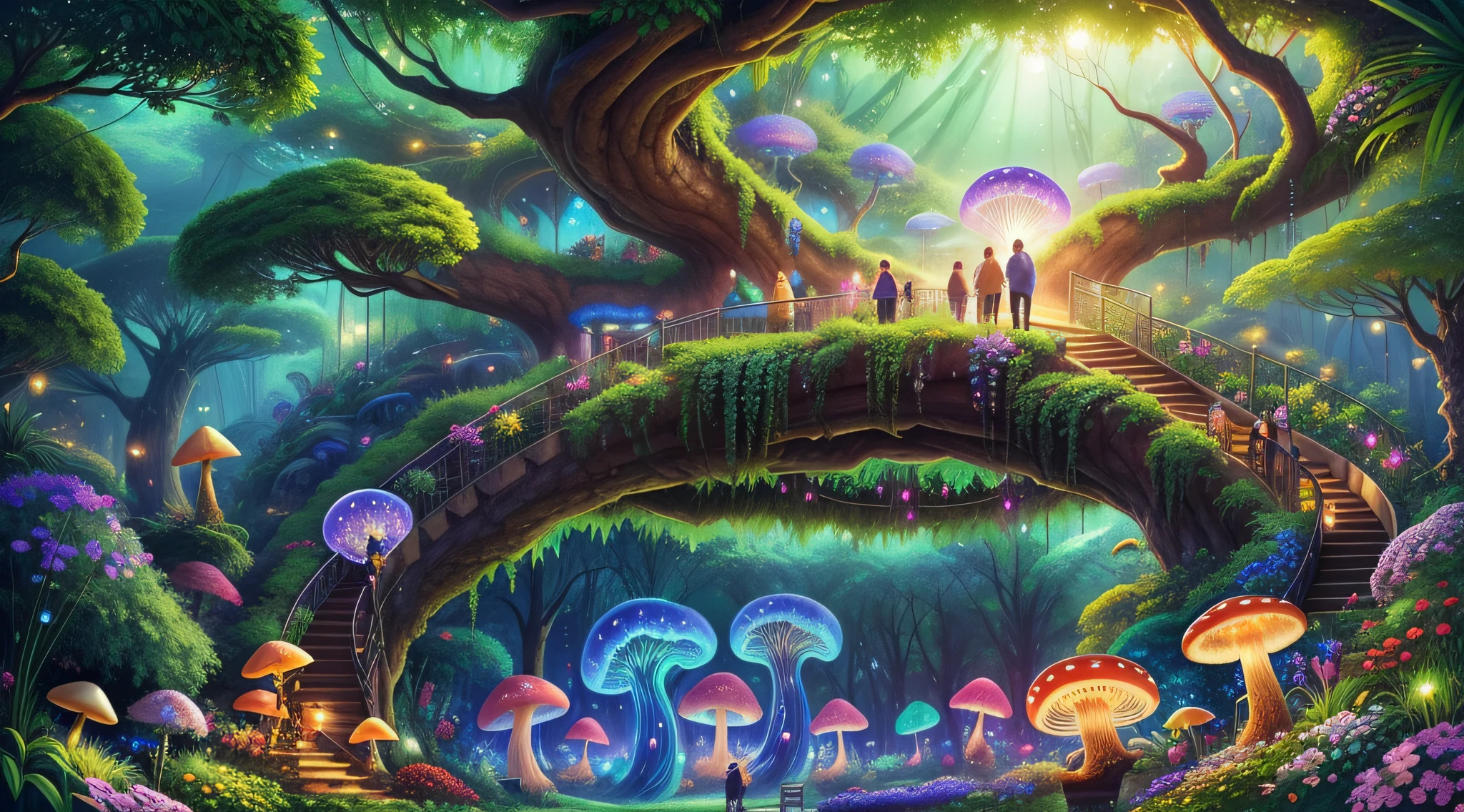 （When arriving on the planet Pandora，Surrounded by many "tree of hope" seeds like glowing jellyfish；A towering giant tree that can be used as a house to live in、Lush rainforest with colorful and vibrant atmosphere、Flowers and plants that glow at night、Mushroom...... When this "Garden of Fantasy"