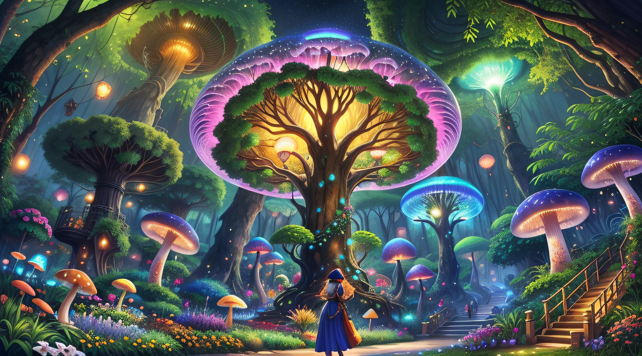 （When arriving on the planet Pandora，Surrounded by many "tree of hope" seeds like glowing jellyfish；A towering giant tree that can be used as a house to live in、Lush rainforest with colorful and vibrant atmosphere、Flowers and plants that glow at night、Mushroom...... When this "Garden of Fantasy"