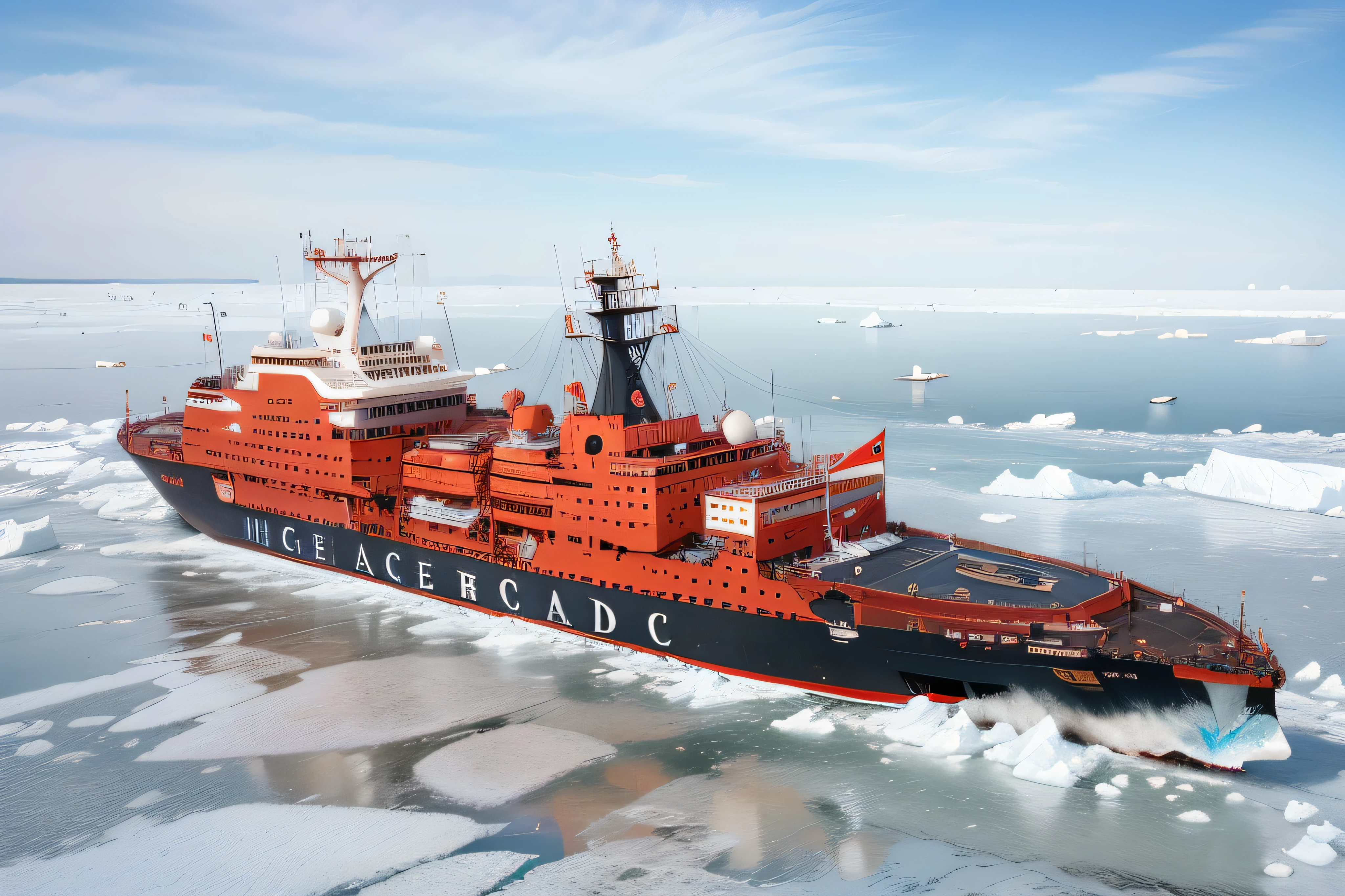 ((Authentic)), positive energy, Focus on the Arctic, Wave giants, icebreaker, Frost cover, Blue reflection, Peaceful surroundings, glacier, seagulls, Cloud interaction, Wide viewing angle。 --auto