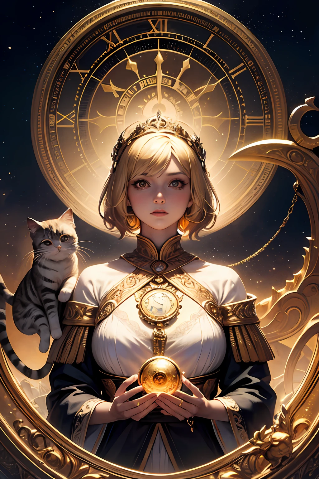 Realistic, (Masterpiece, Top Quality, Best Quality, Official Art, Beautiful and Aesthetic: 1.2), Very Detailed, Fractal Art, Colorful, Most Detailed, Leo, (Abstract Background: 1.5) (1girl: 1.3), (Cat class), yellow hair, bright eyes, earnest, combed back, short hair, , milky way, huge magical gold Leo astrolabe,dream,fantasy, gold trim,beautiful detailed sky,Style and Decoration for Leo, leo goddess,(nsfw:0.8)
delicate refective and high glass guardrail board
