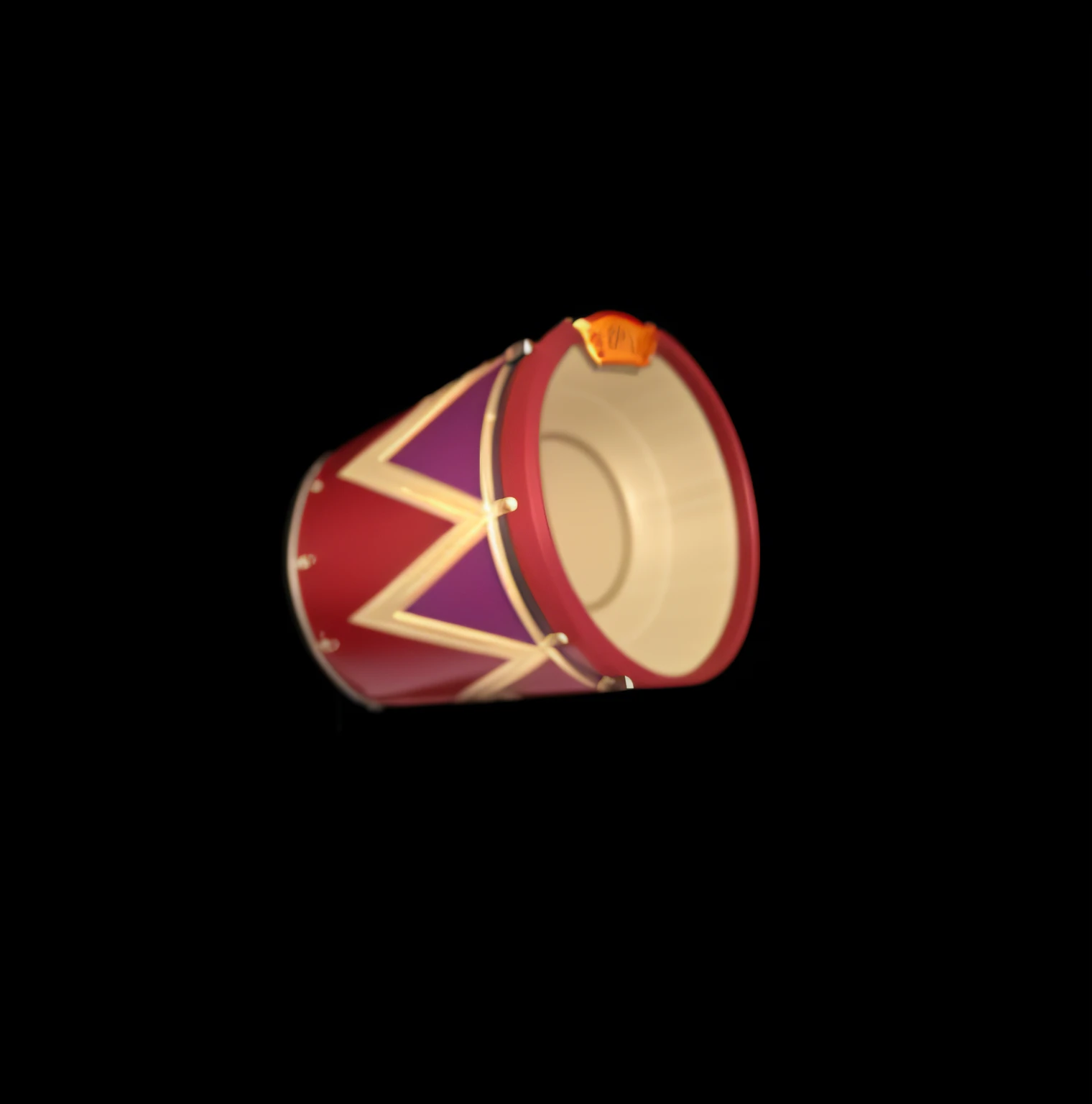 Close up of red and gold drums on black background, rpg item, bass drum, Drums, bongos, item art, djelleba, role-playing game items, congas, 3 d icon for mobile game, real bongos, ability image, drummer, video game item, tamborine, an instrument, Drum scanner, mouse with drum