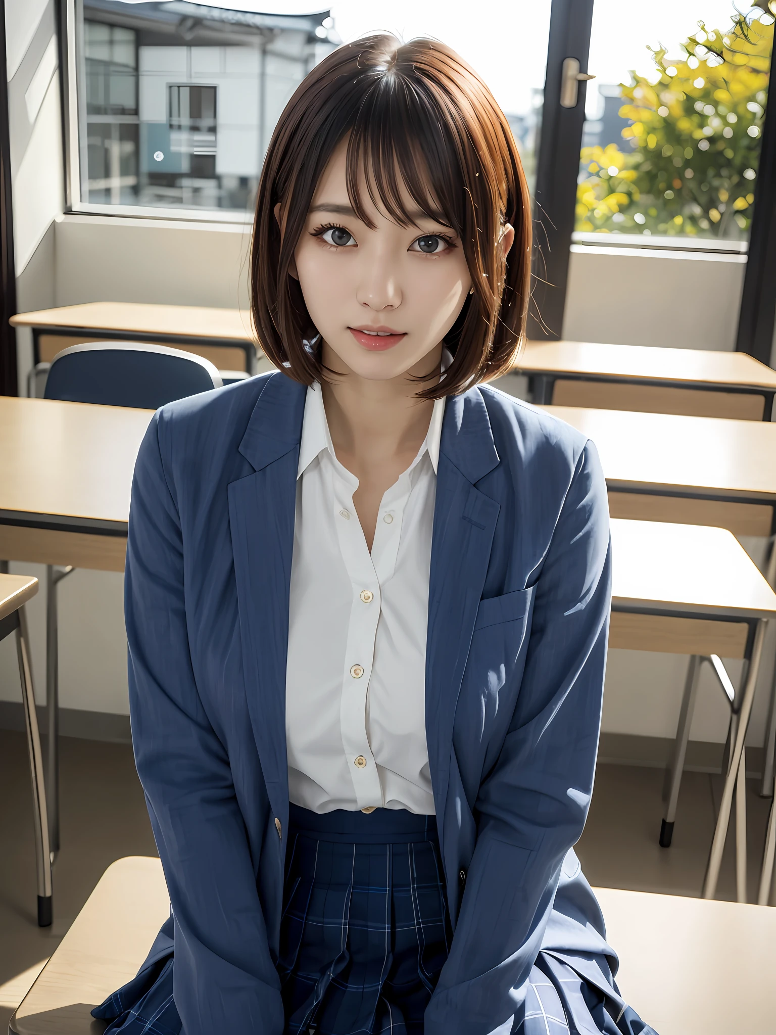 scornful,Looking down,Open mouth,8K,RAW portrait of (japanaese girl:1.3),80mm,超A high resolution,Best Quality,
break
From the bottom,crossed legs,(School uniform),sitting at the desk,Large breasts,Teacher's Office,Short hair,bob cuts,
BREAK
(Natural Skin Texture,Detailed skin, Hyper-Realism,ultra sharpness),Intricate details,High resolution, Natural lighting,、Korean Idol、Nogizaka Idol、hposing Gravure Idol、Adults、女優