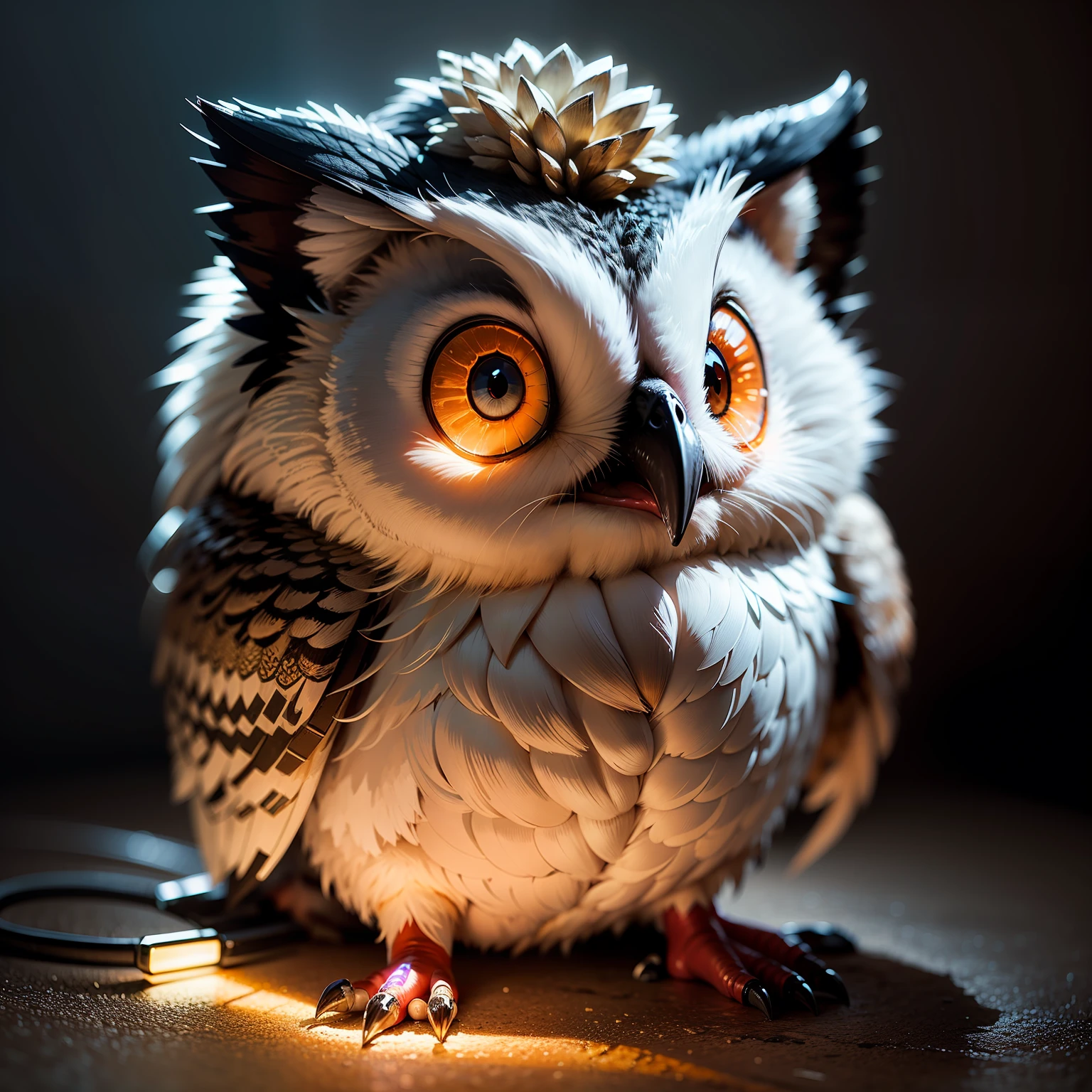 with light glowing，Hedgehog body，The head of an owl，delicated，k hd --auto