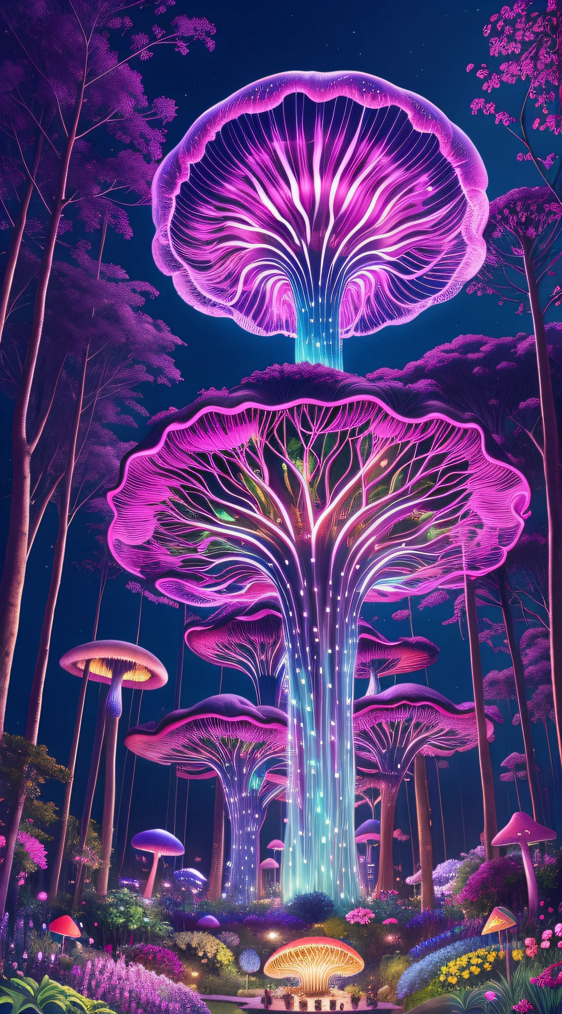 （When arriving on the planet Pandora，Surrounded by many people "Tree of hope" The seeds resemble glowing jellyfish；Towering trees，Can be used as a house to live in、lush rainforest，Extremely colorful，with dynamism、Flowers and plants that glow at night、mushroom...... When this "Garden of Fantasy"