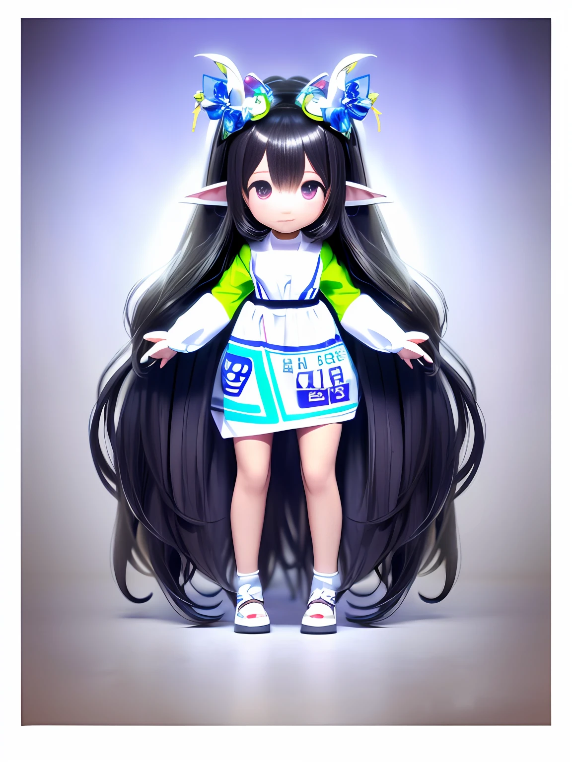 White 3D model, render of a cute 3d anime girl,