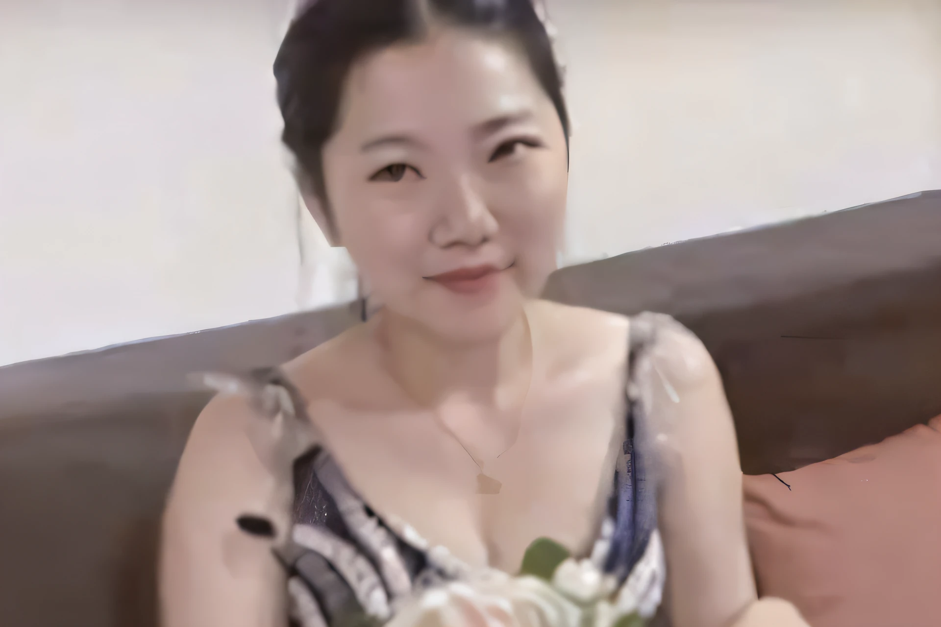 there is a woman sitting on a couch holding a cake, Yun Ling, xue han, xintong chen, wenfei ye, 38 years old, lulu chen, pengzhen zhang, 3 , gongbi, heise-lian yan fang, song nan li, profile photo, chengyou liu, Chinese woman, 2 9 years old