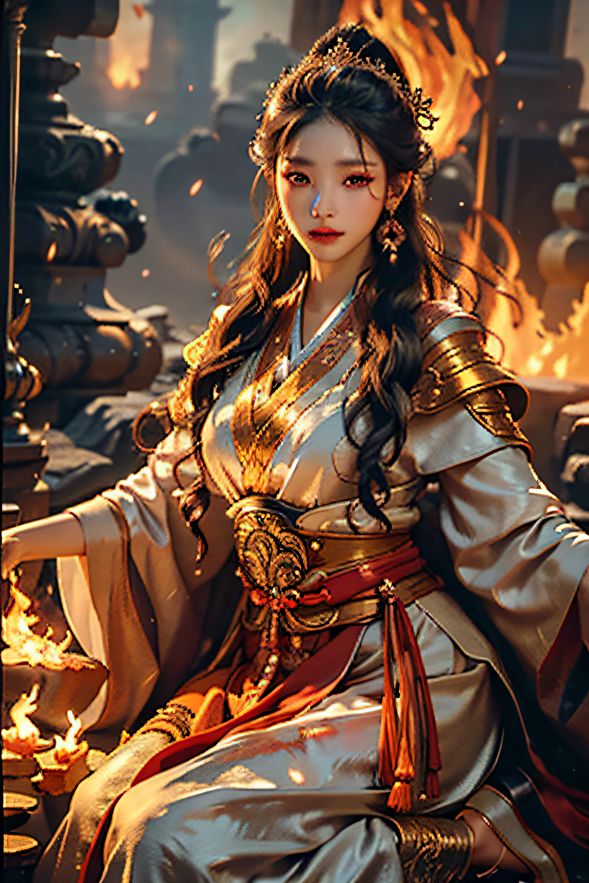 Best quality,masterpiece,ultra high res,(photorealistic:1.4),xiuxian,weapon,Detailed face,
1girl,solo,weapon,cleavage,(magic circle:1.2),xiuxian,upper body,Beautiful girl,full body,east asian architecture,sheath,architecture,
