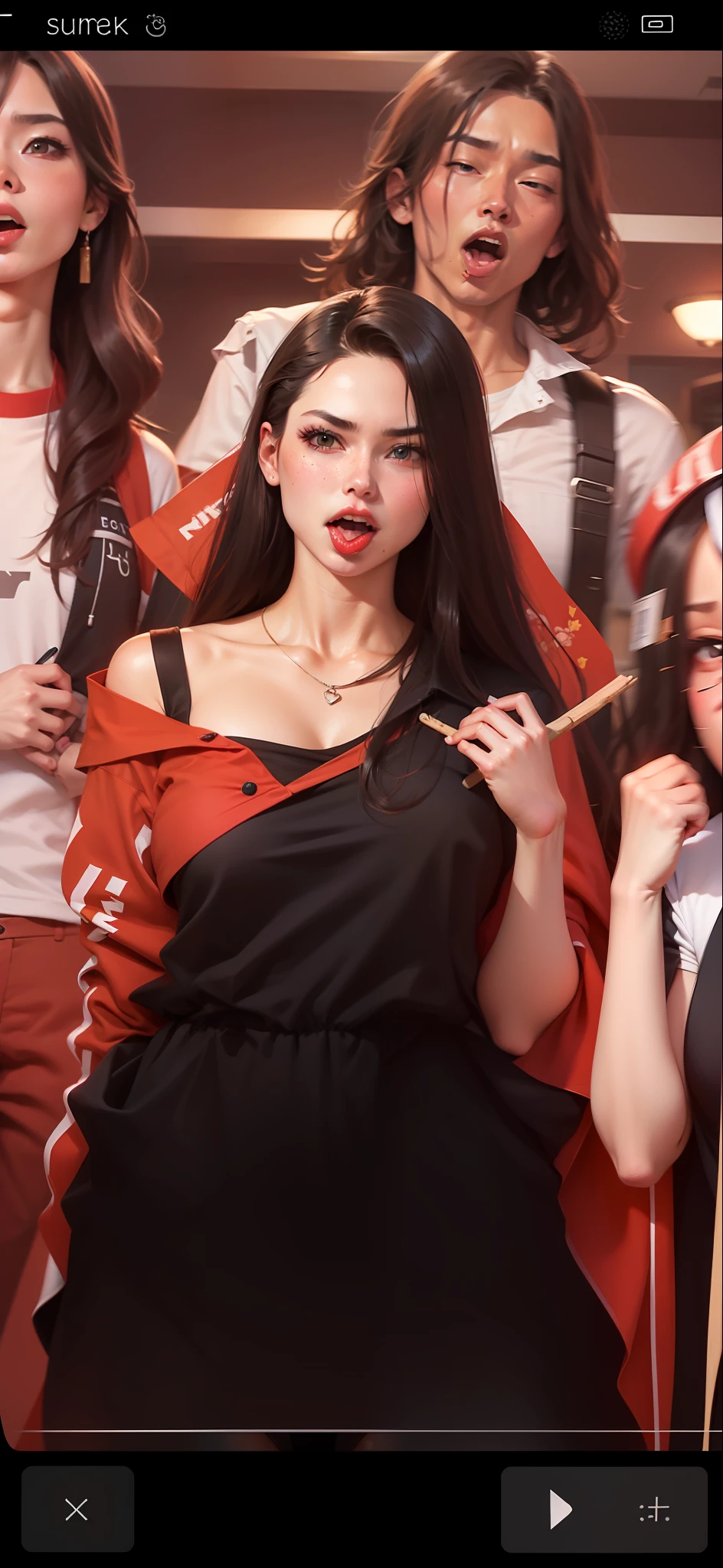 Stick out your tongue,Be red in the face,Less upper body clothing