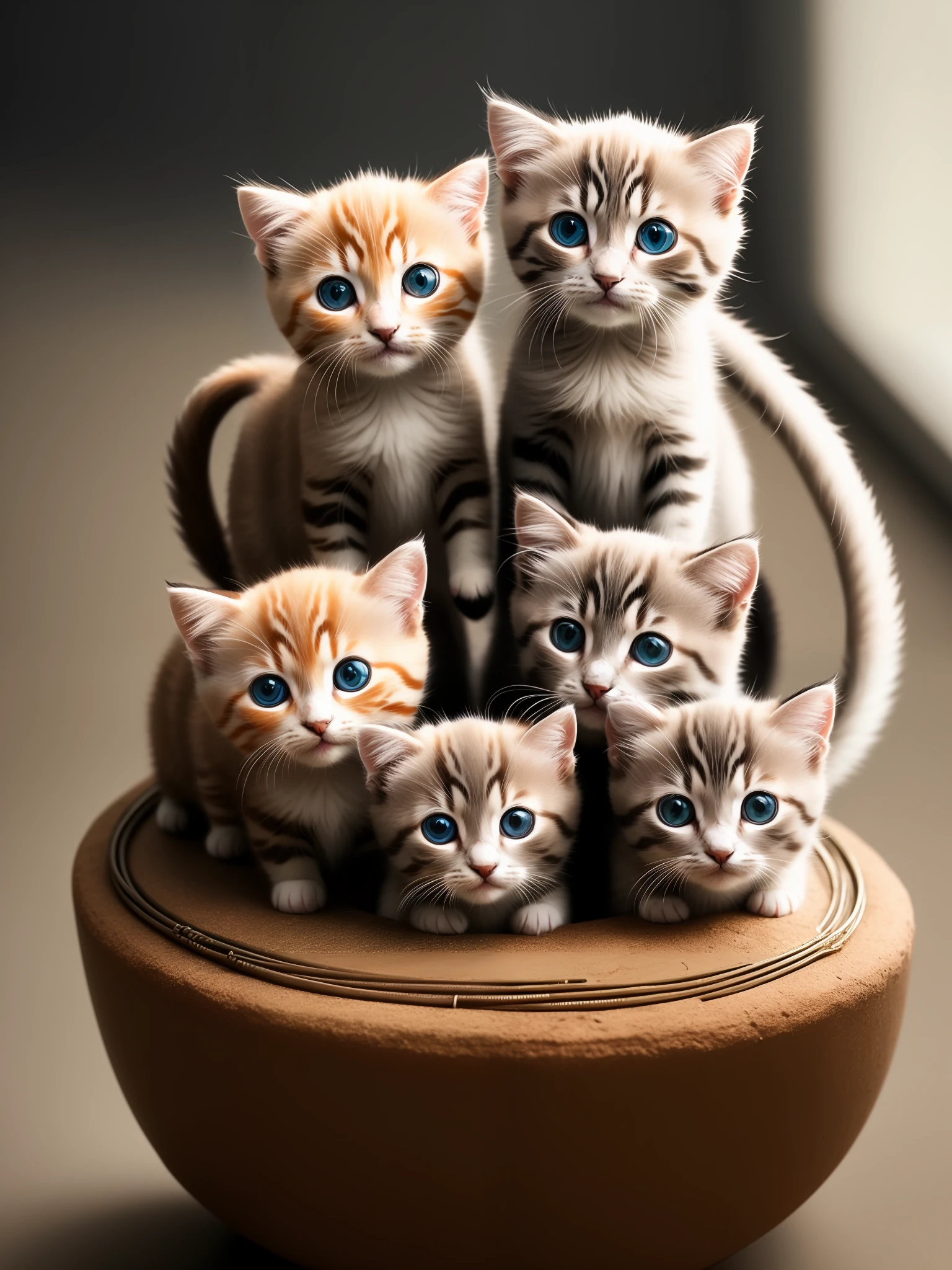 Flock of cute kittens made of metal、(cyborgs:1.1)、([tail | Detailed wire]:1.3)、(intricate-detail)、hdr、(intricate-detail、ultra-detailliert:1.2)、Cinematic Shots、vignettes、central