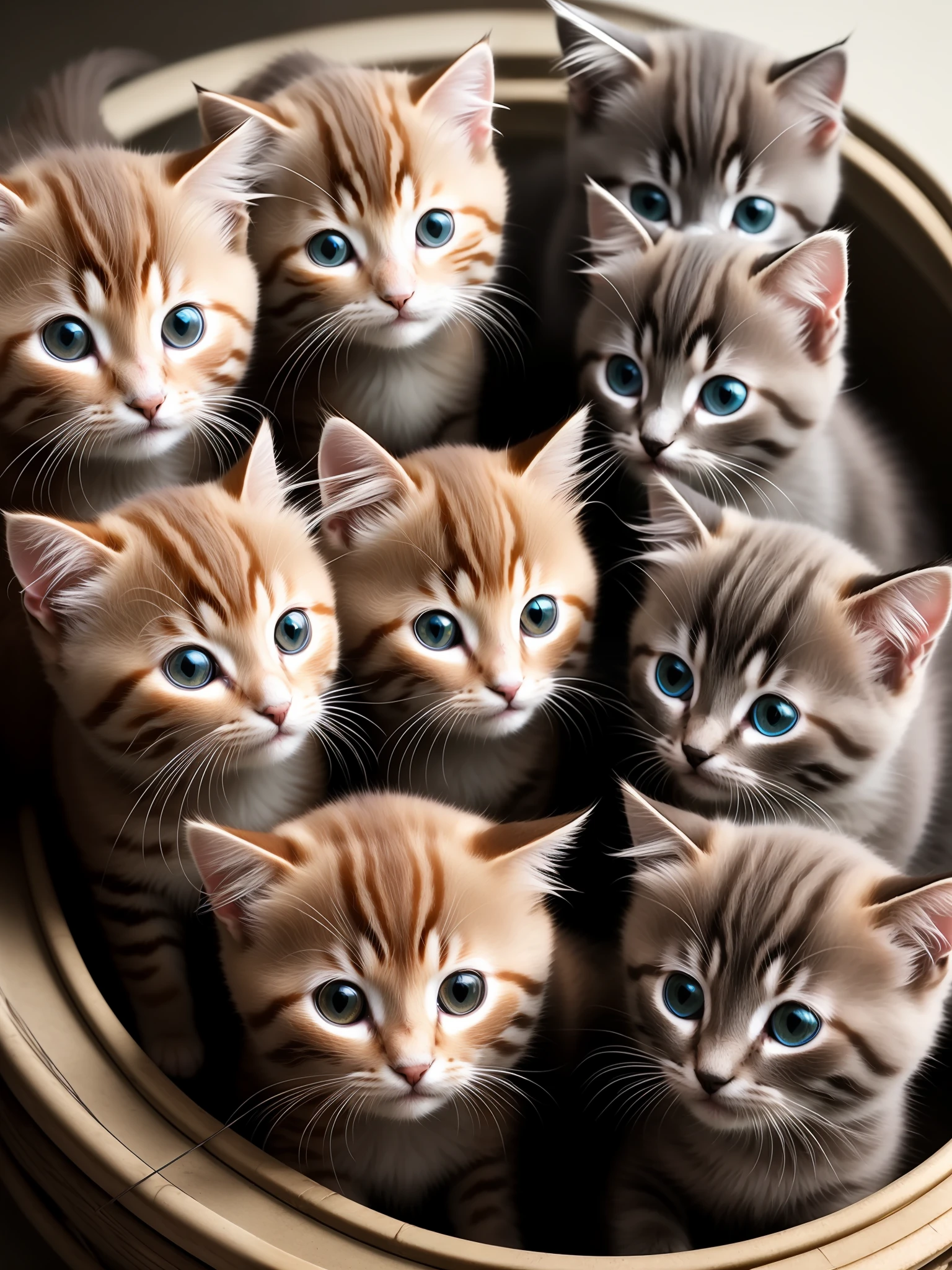 Flock of cute kittens made of metal、(cyborgs:1.1)、([tail | Detailed wire]:1.3)、(intricate-detail)、hdr、(intricate-detail、ultra-detailliert:1.2)、Cinematic Shots、vignettes、central
