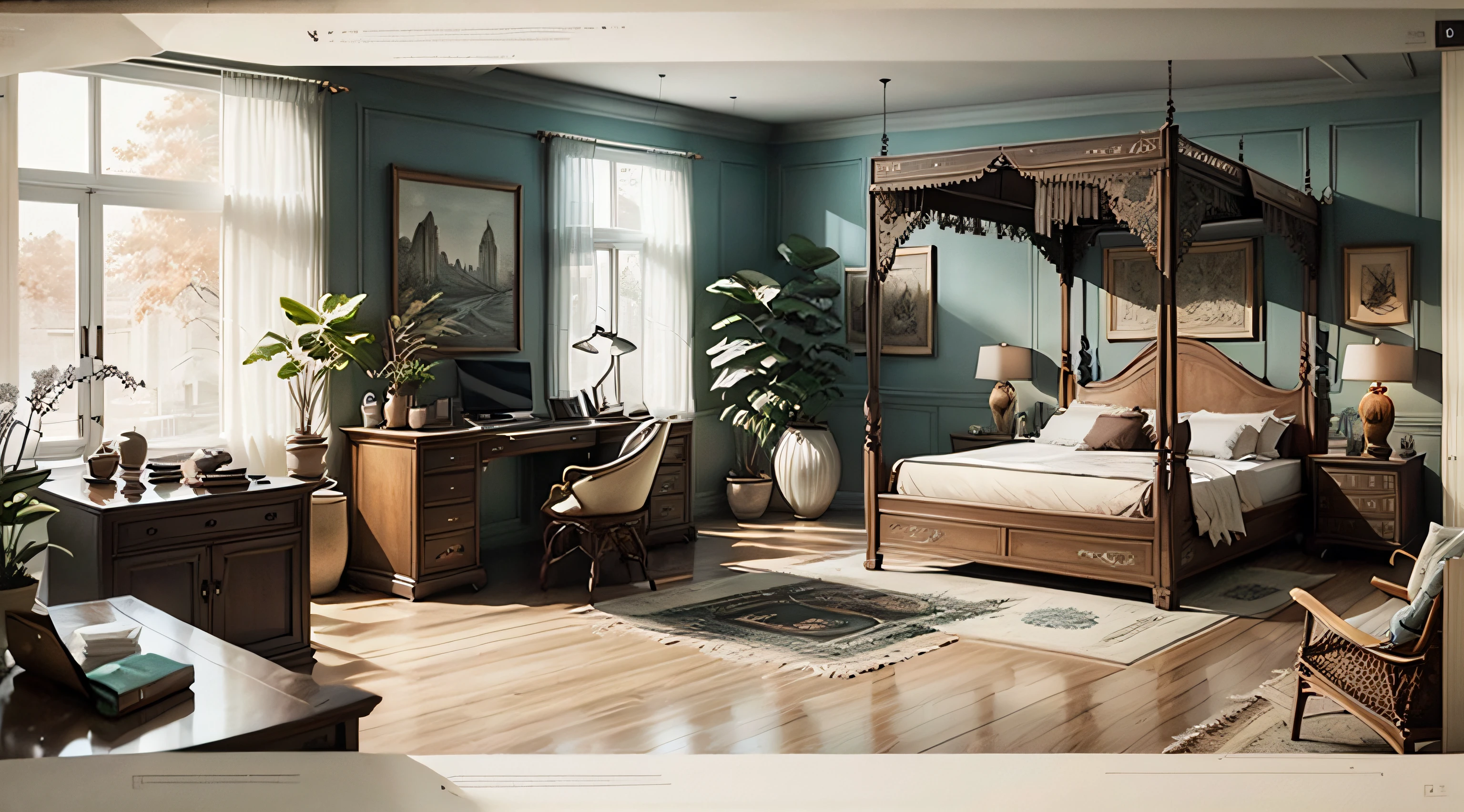 Big picture of black frame in studio room，realisticlying，Cinematic  ，liveroom，There is an air purifier in the living room