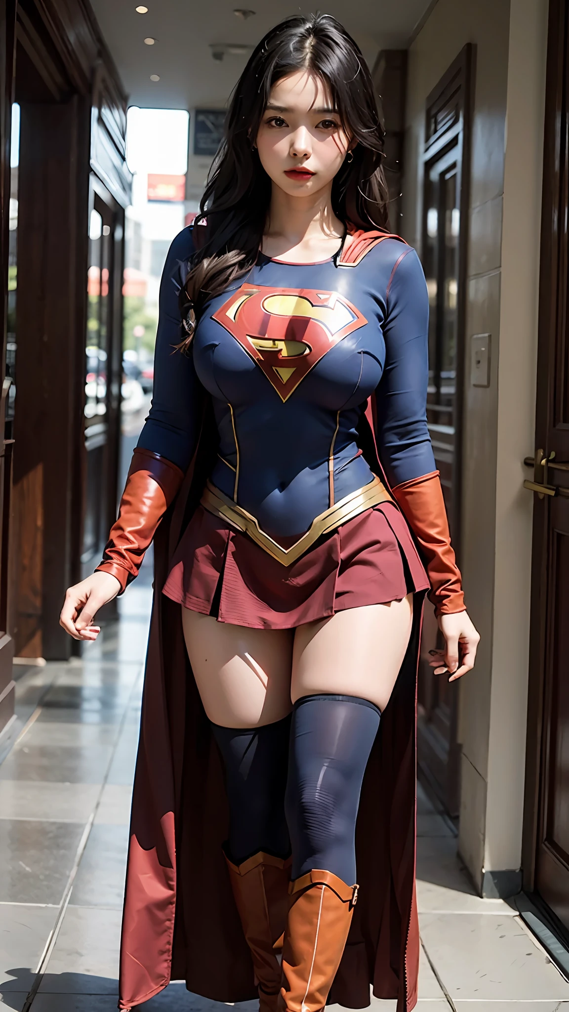 Woman body set big breasts, Supergirl costume dress