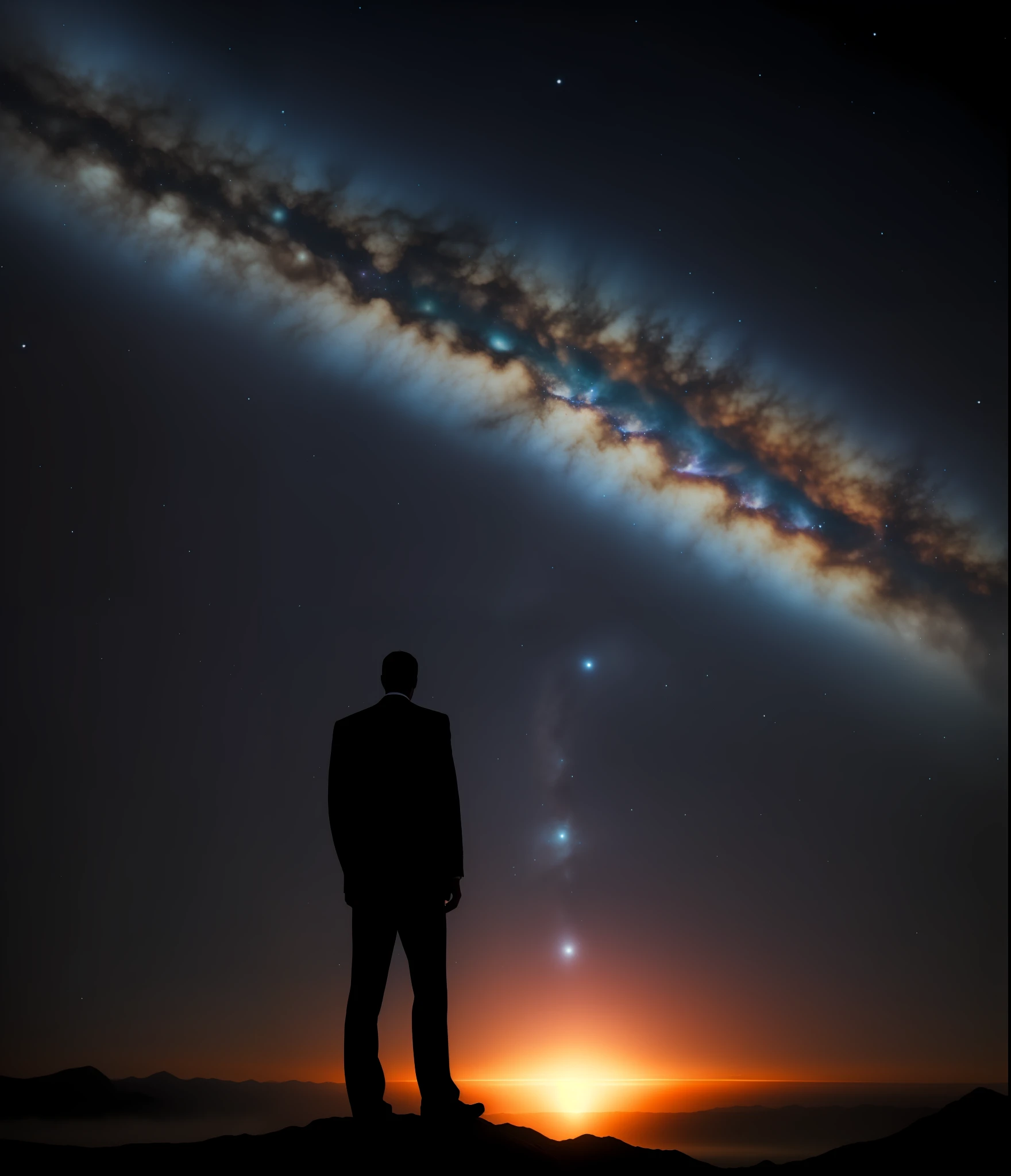 Man at edge of creation of the universe
