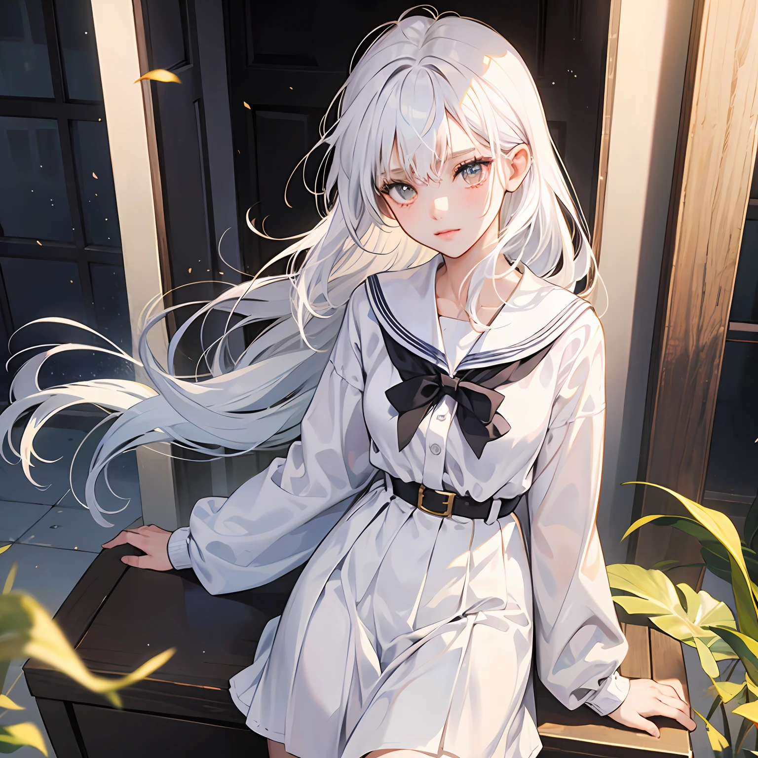 White clothes,White hair,Golden eyes,schoolgirls --auto