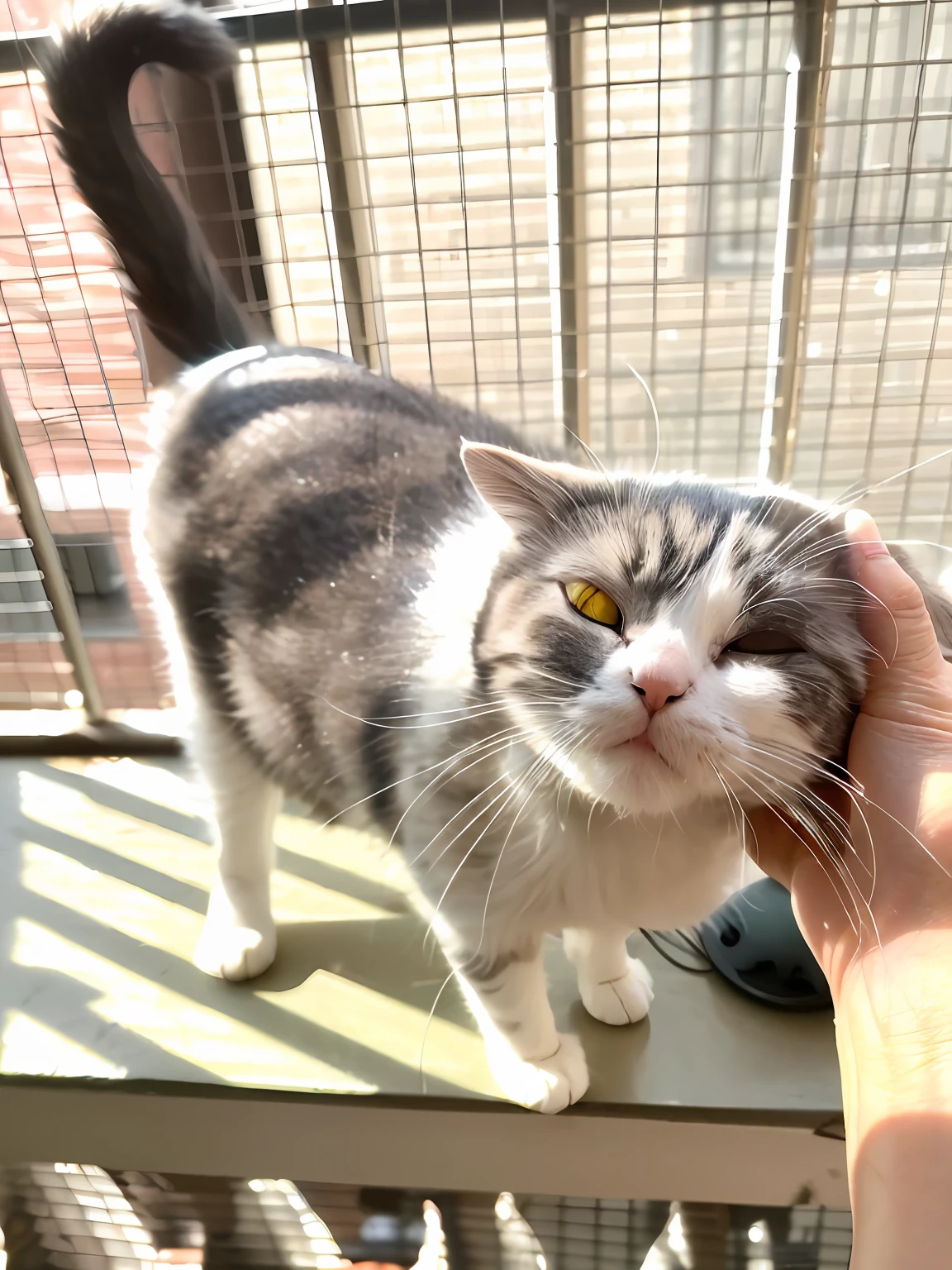 A cute kitten made of metal, (cyborg:1.1), ([tail|detailed wire]:1.3), (intricate detail), hdr, (intricate detail, hyperdetailed:1.2), cine footage, halo shadow, centered