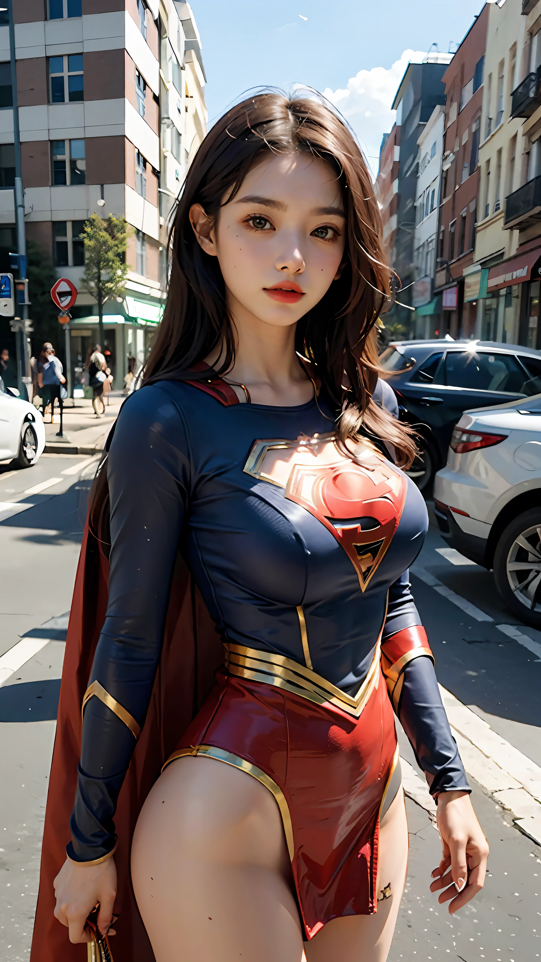 Woman body set big breasts, Supergirl costume dress