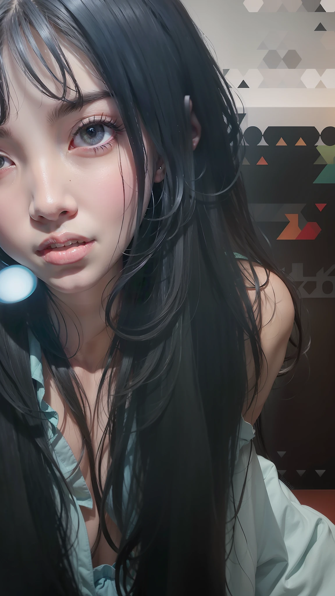There was a young woman with long black hair, with straight black hair, ulzzangs, With long hair, With long black hair, 1 8 I, low quality photo, with long dark hair, brunette color hair, low quality photo, brunette color hair, black hime cut hair, very very low quality, light dark long hair. apathy