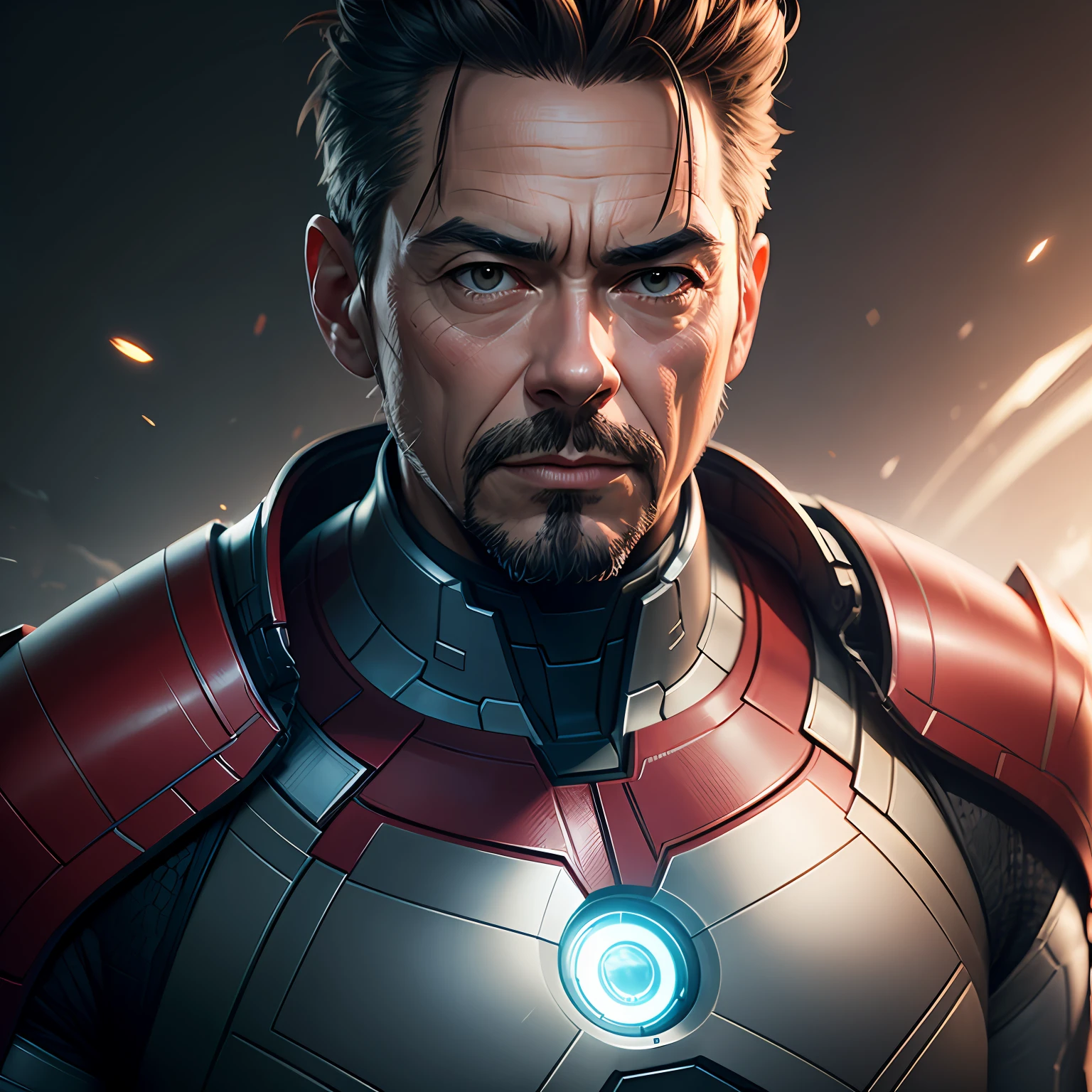 Marvel, Old man Tony Stark, realistically, dynamic lights, old, gray stubble, full shoot, (extremely detailed CG unity 8k wallpaper), trending on ArtStation, trending on CGSociety, High Detail, Sharp focus, dramatic, photorealistic --auto