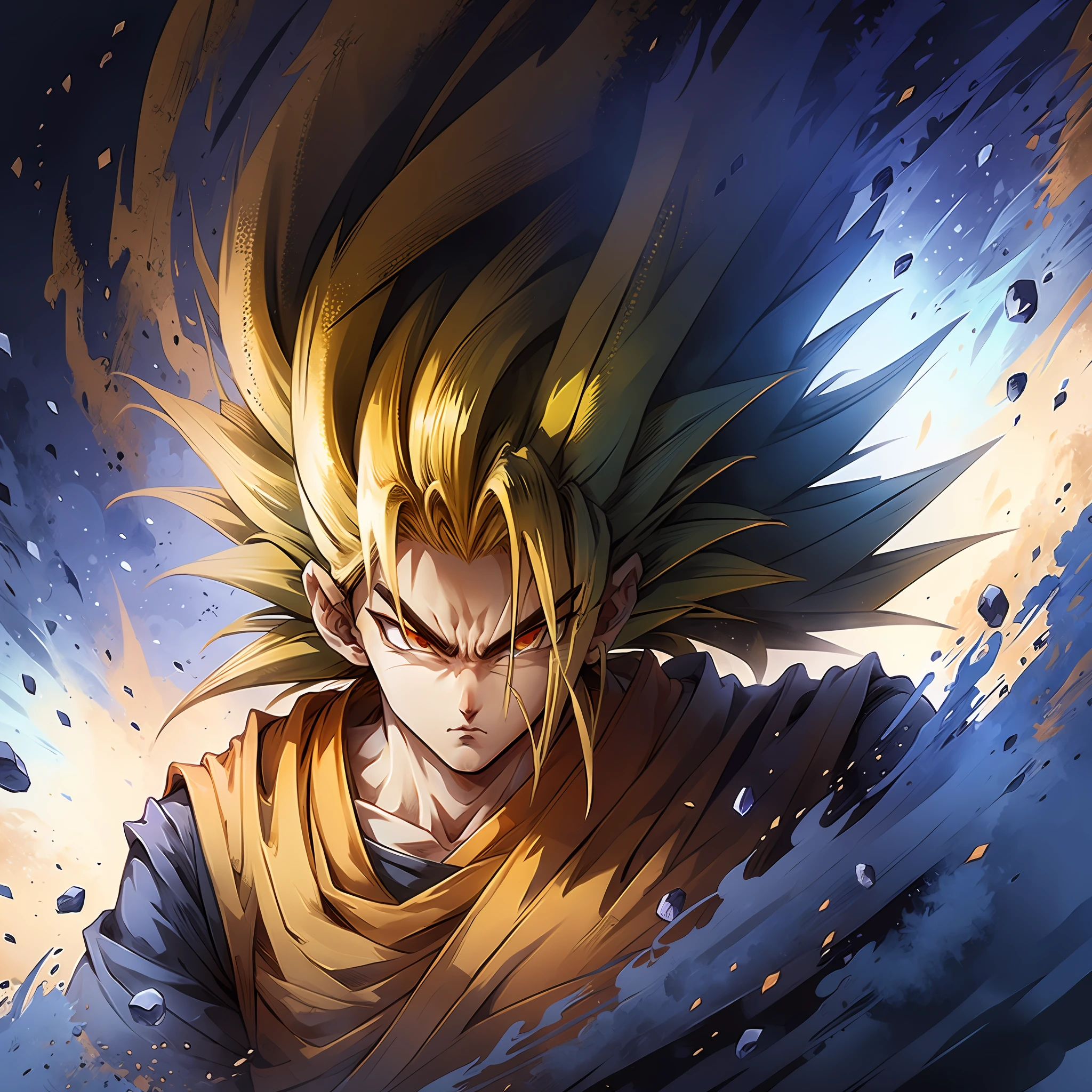 Kakarot, Son Goku, Ultra Blue, detailed, top streamer background --auto