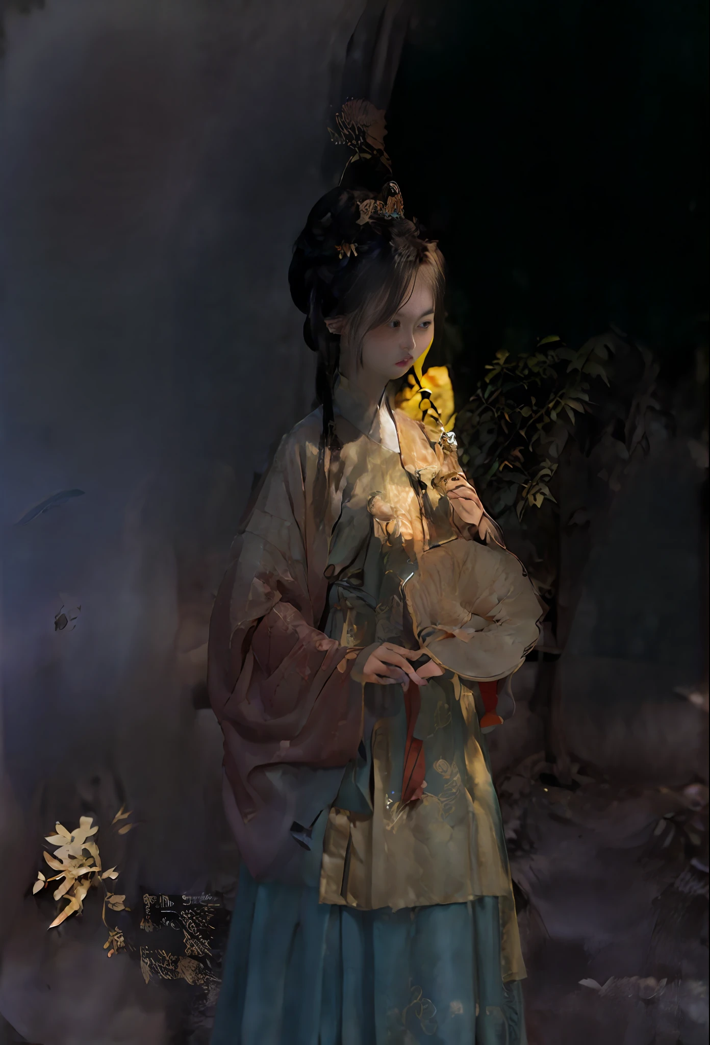 An Arapefi woman in traditional clothes holds a fan and watches into the camera,A beautiful woman in Hanfu in the palace,a beautiful fantasy empress,Princess of ancient China,Beautiful style of the Tang Dynasty,Pair it with ancient Chinese costumes,Dynastic princesses of ancient Asia,((a beautiful fantasy empress)), Empress dressed in ancient Chinese costumes,graceful stance,Hanfu。 --auto