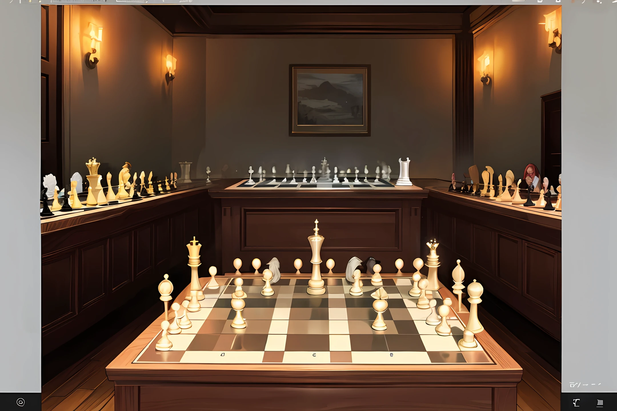 Chess set in a chess board