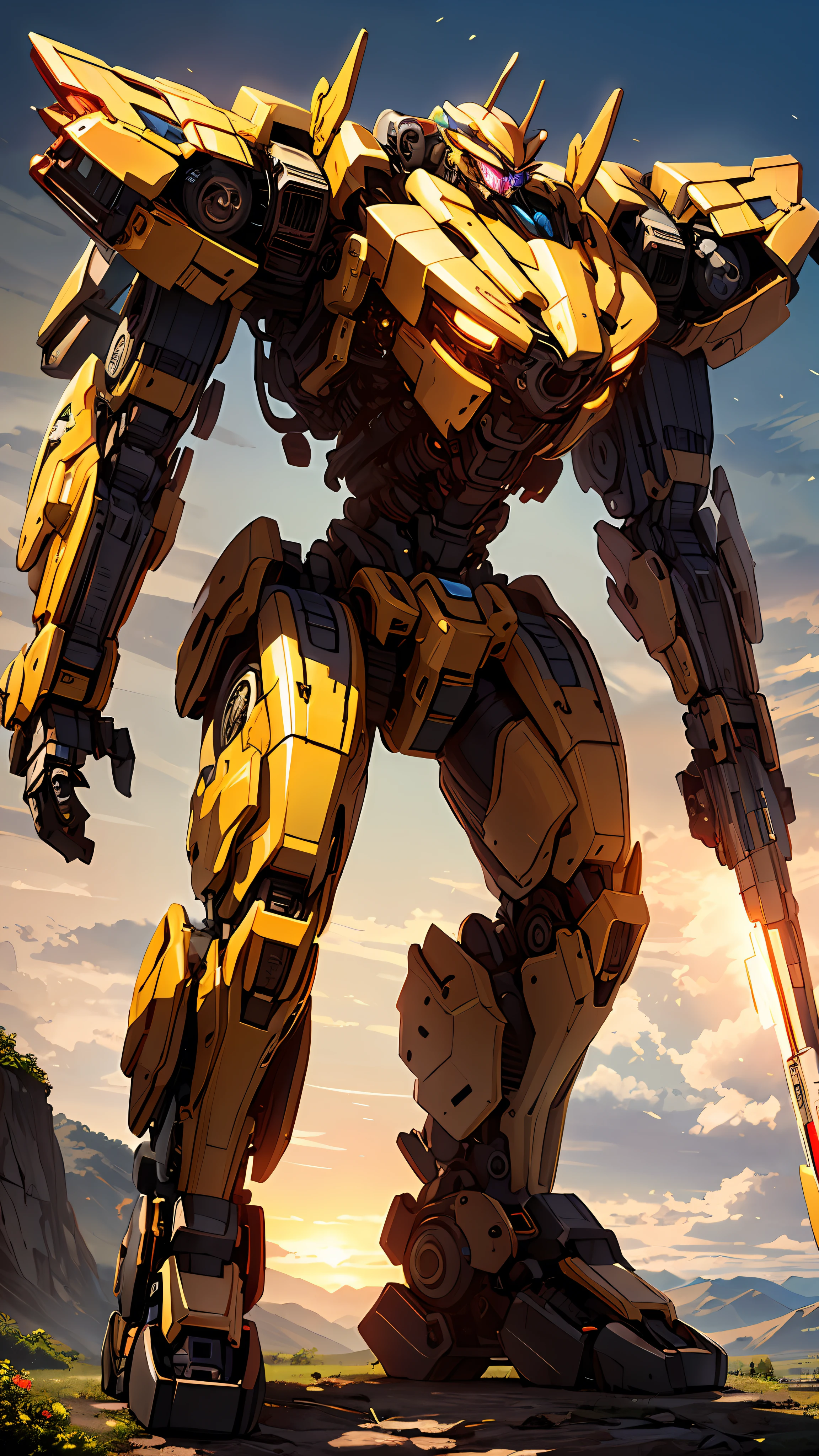 ((Masterpiece, Best Quality)), illustration, ultra-detailed 8K, realistic, clear focus, highly detailed, professional lighting, colorful details, rainbow-colored BREAK factory super long shot, large mechanical robot structure, microchip, computer, luminescence, intricate details, shitu-mecha,