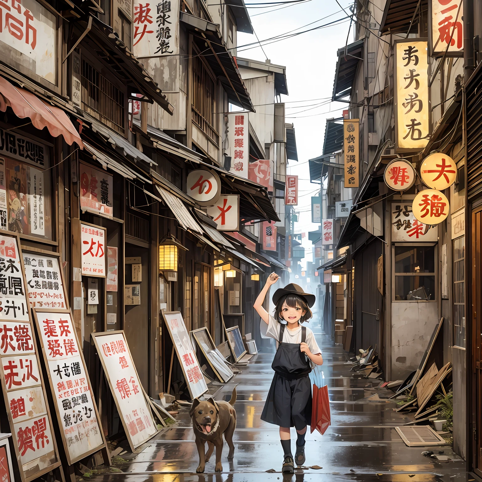 rainy days,Alley entrance,There are kittens and puppies,The smell of pyrotechnics is strong,A couple --auto
