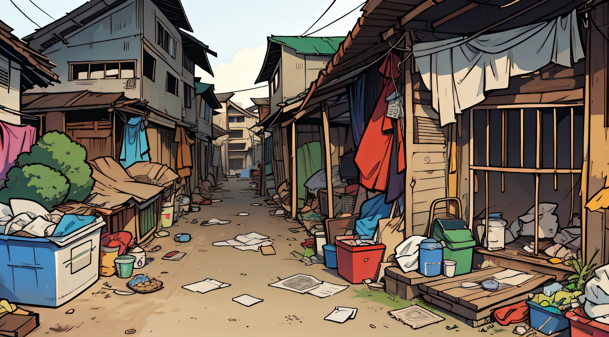 masutepiece、high-level image quality、Wide Angle、detaileds、telephoto lens、comic strip、Systemic
Philippines、Slums、Unclean、raunchy、rubbish、
unmanned