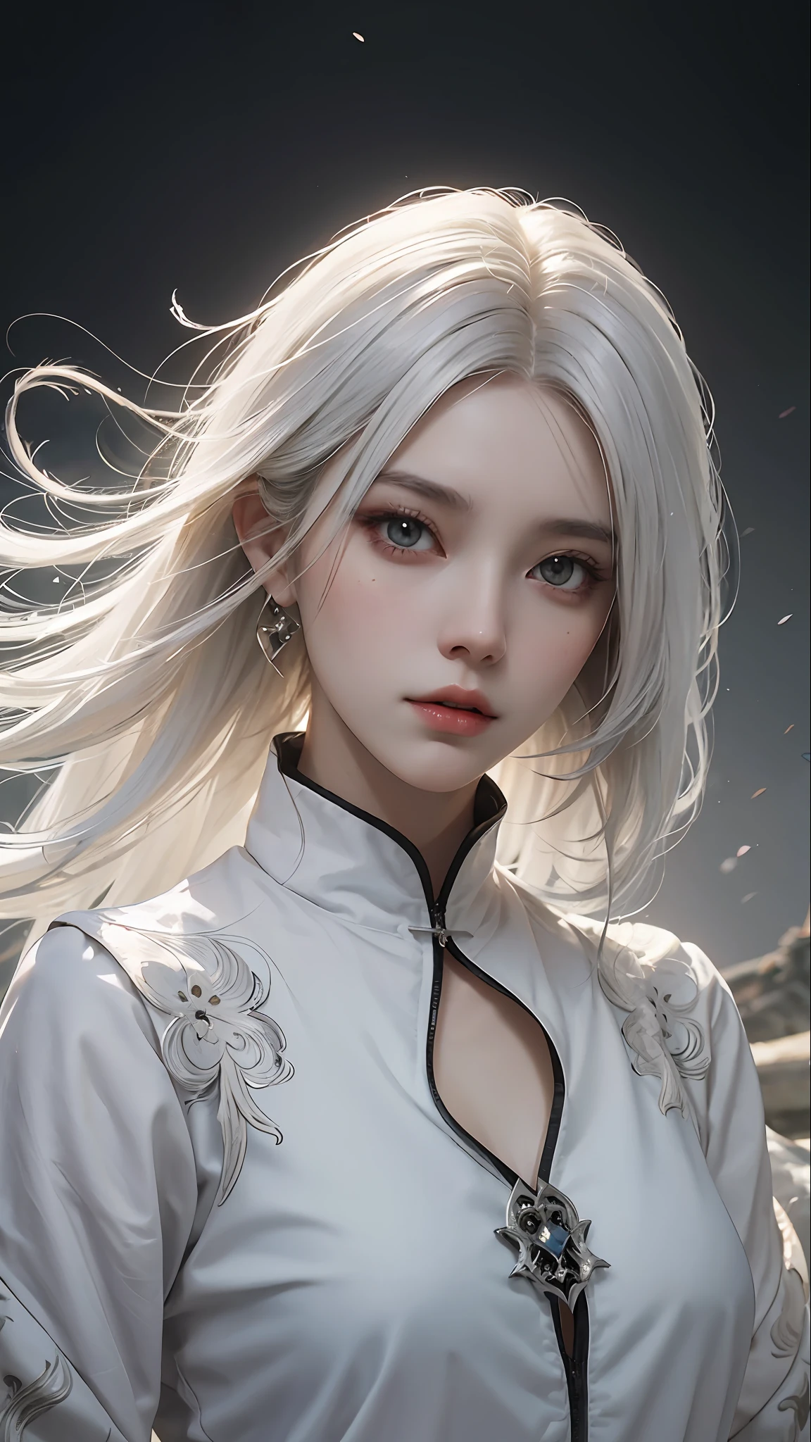 a close up of a woman with white hair and a white mask, beautiful character painting, guweiz, artwork in the style of guweiz, white haired deity, by Yang J, epic exquisite character art, stunning character art, by Fan Qi, by Wuzhun Shifan, guweiz on pixiv artstation --auto