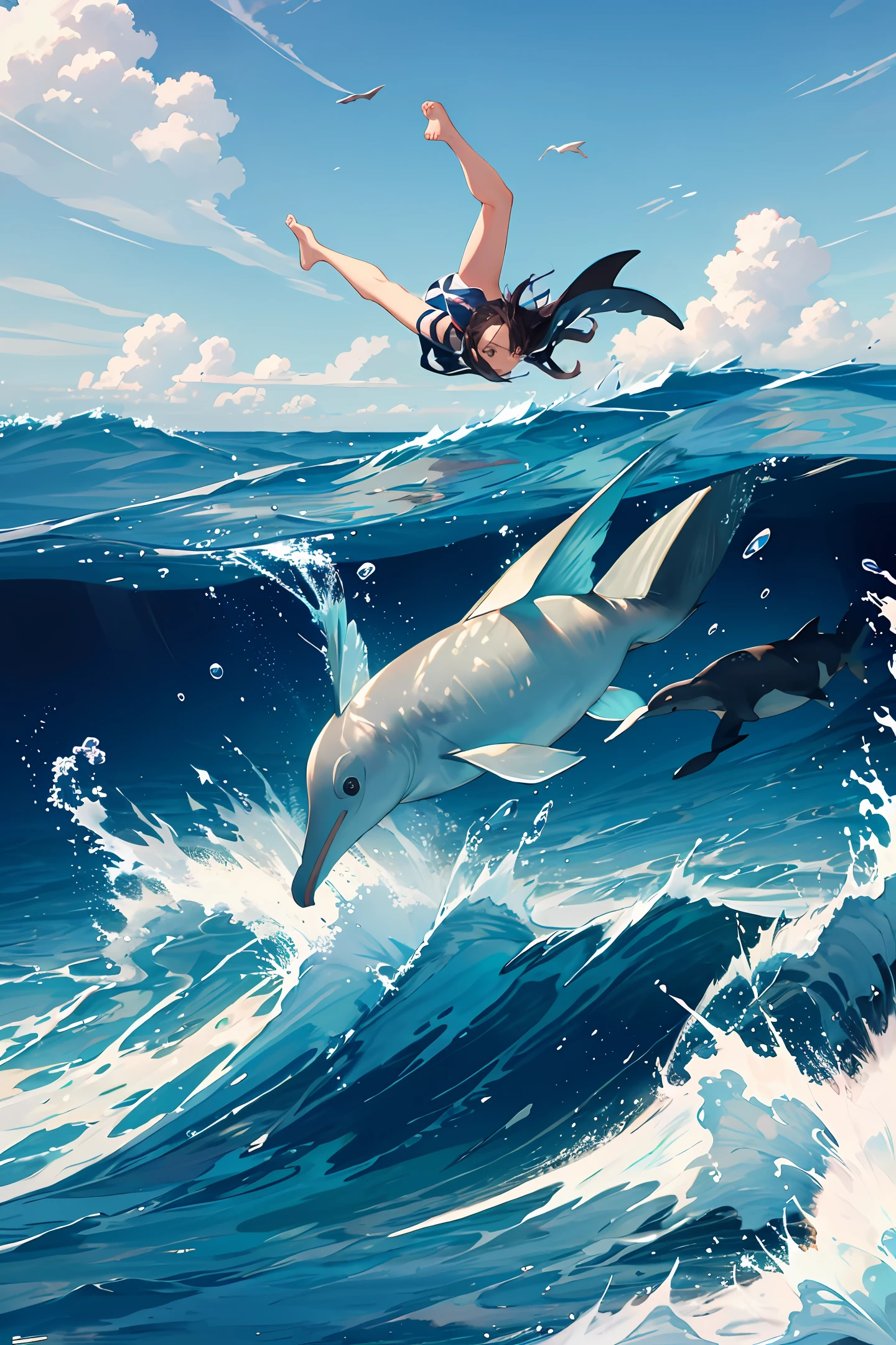 me diving into the ocean wtih dolphins