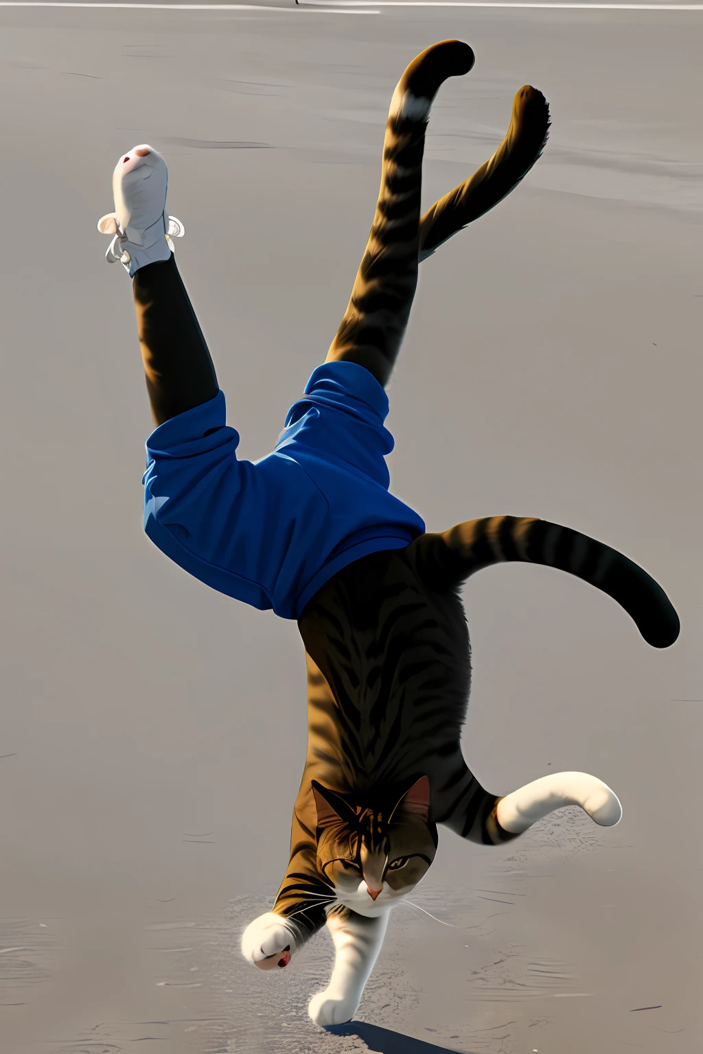 The cat backflips