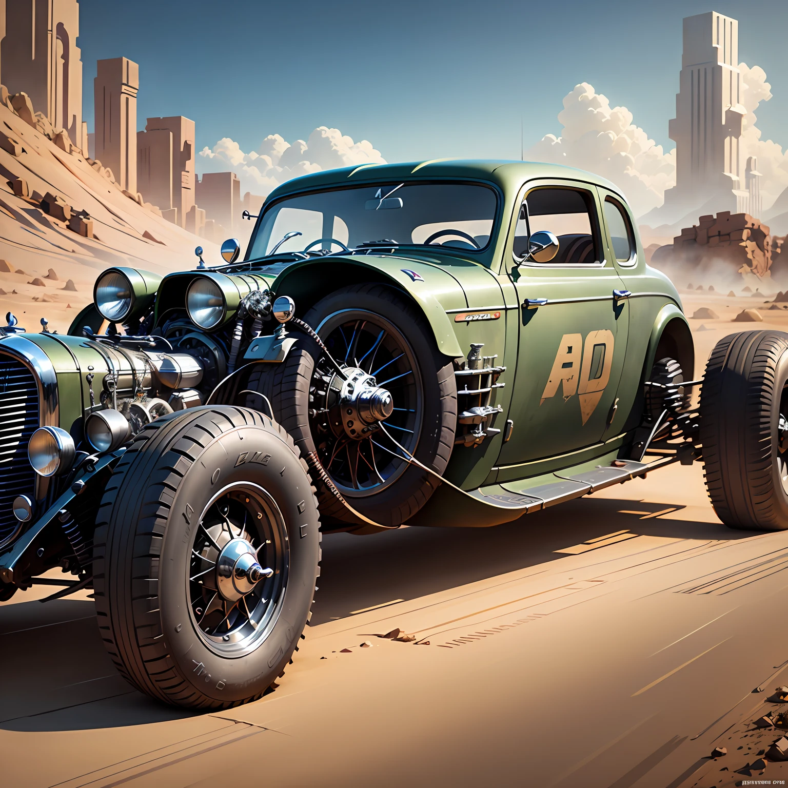 DieselPunkAI sport car on road