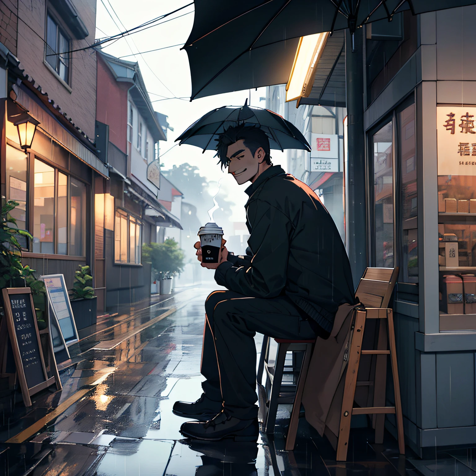 Storyboard one: Young woman sharing umbrella with strange man,Rain hit the umbrellas,Make a rustling sound。Our bodies are close together,I could feel the warmth in him。He smiled and looked at me,There was a hint of comfort and concern in his eyes。。 Storyboard two: We were walking down the street in the rain,The light of street lamps is reflected on the wet ground,Create soft spots of light。I occasionally glanced up at him。,His face looks particularly charming against the background of rain。Our pace is gradually synchronizing,There seems to be a special resonance between human hearts。 Storyboard three: We found a coffee shop to shelter from the rain,Sit in the corner。The interior of the store is soft and warm,Raindrops hit the windows,Make a crisp sound。I picked up my coffee cup,Feel the steaming warmth。He looked at me,There is appreciation and admiration in the eyes。
