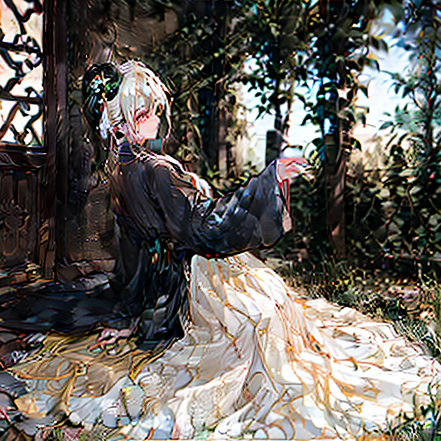 Back white hair girl sci-fi style masterpiece high resolution