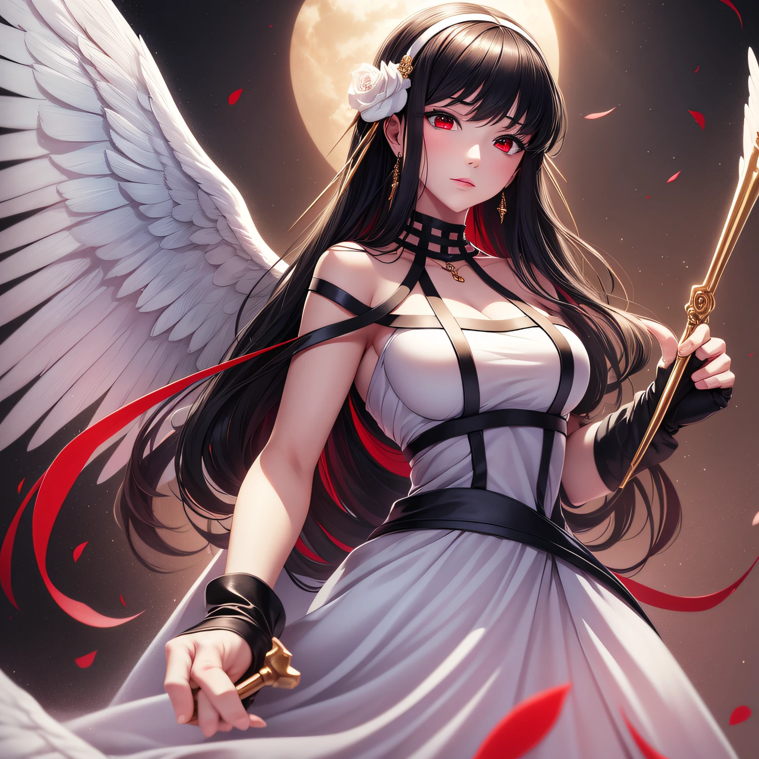 Darkness and light，人物，angelicales，light circles，White wings，Huge wings，teens girl，orient --auto