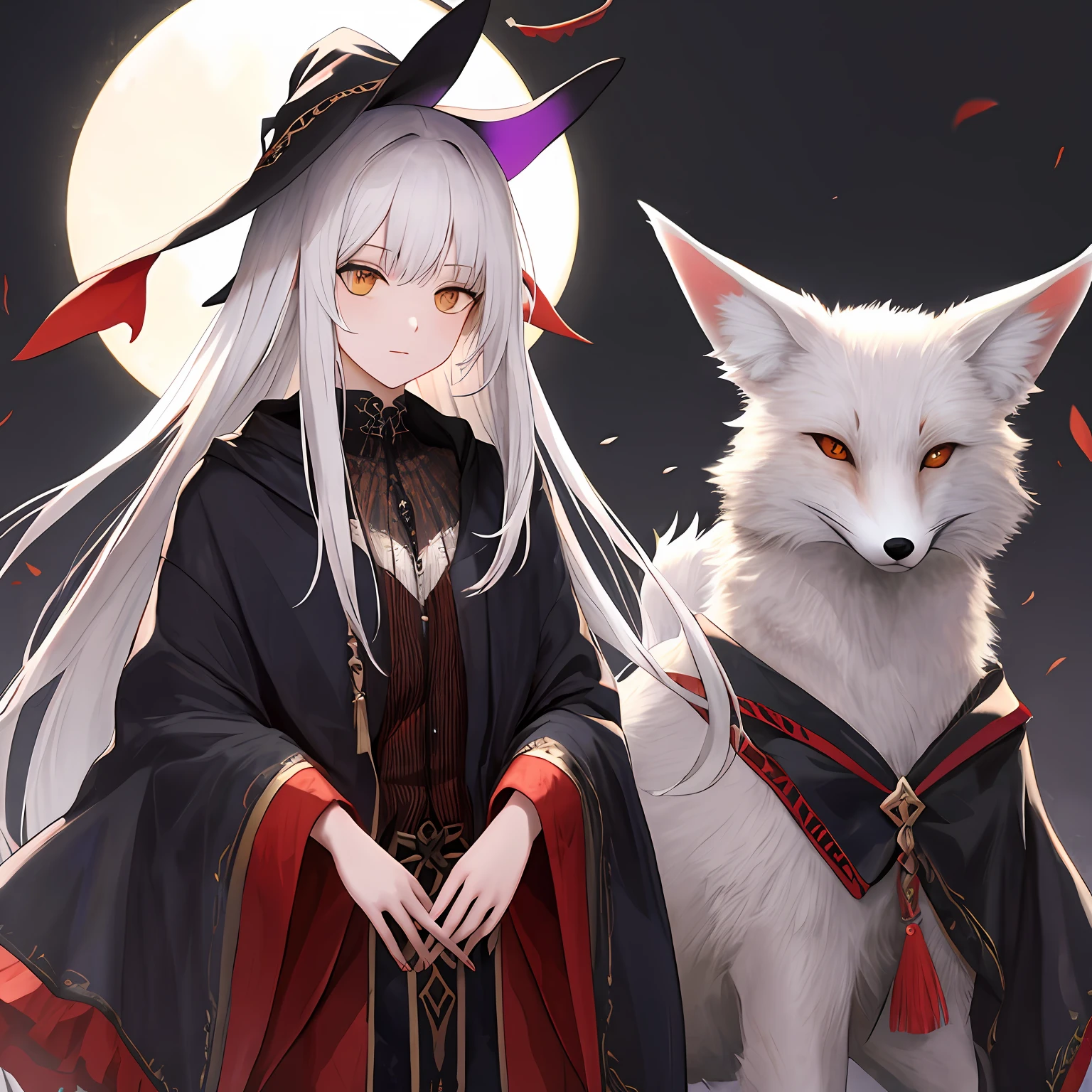White-haired ancient style fox witch