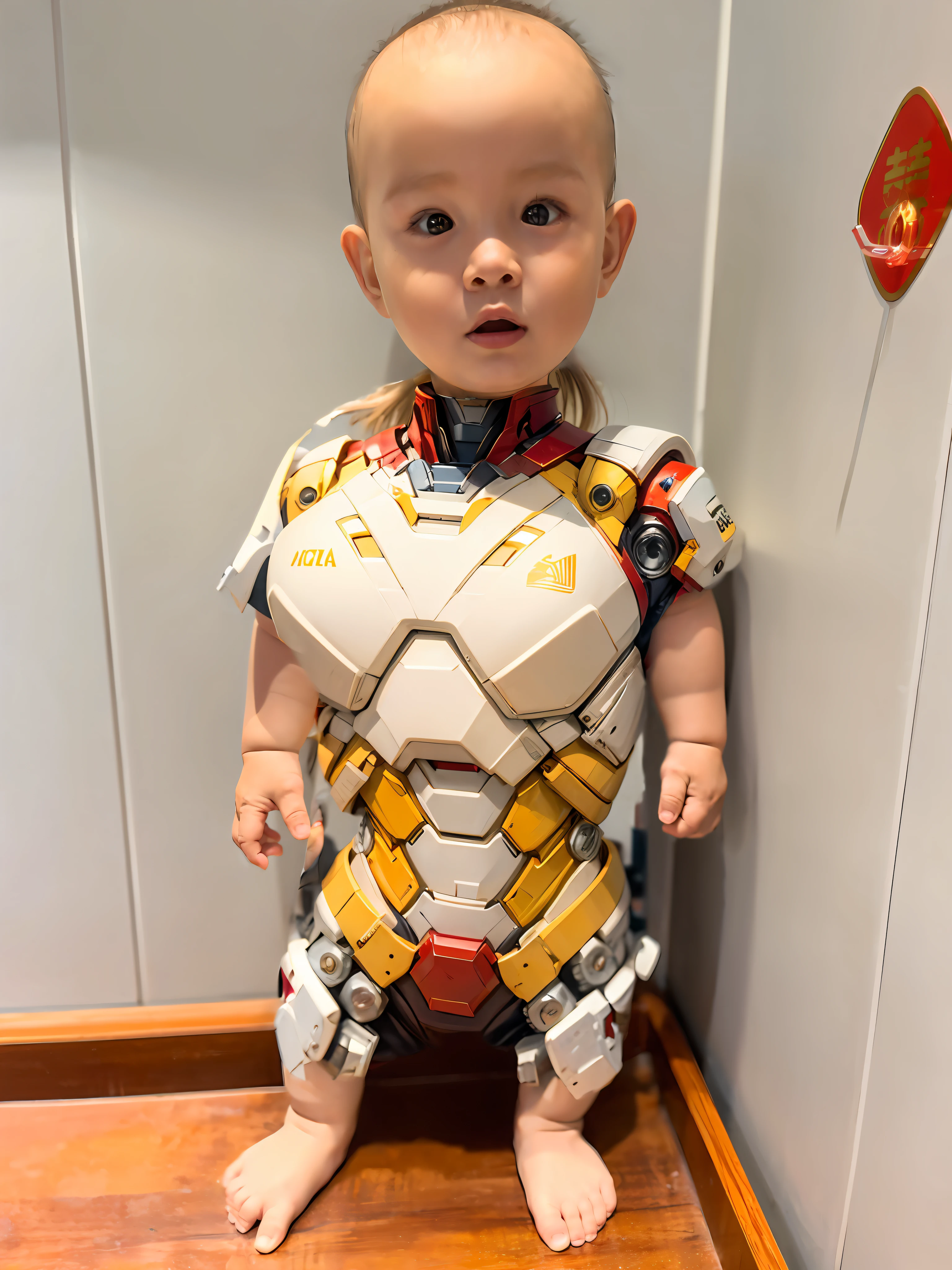 Iron Man Mech,Red and yellow accents,metalictexture,Tech style,