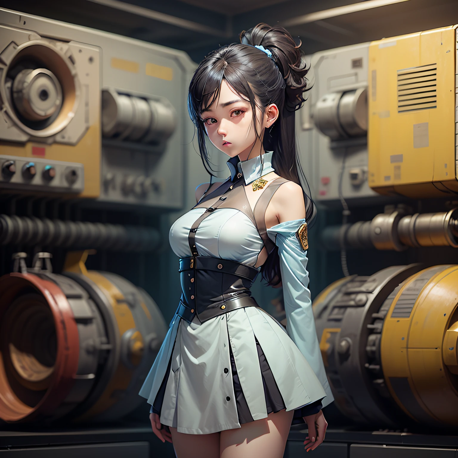 One guy,Light blue skirt,A half body,Black hair,The panel is not occluded,with a round face --auto