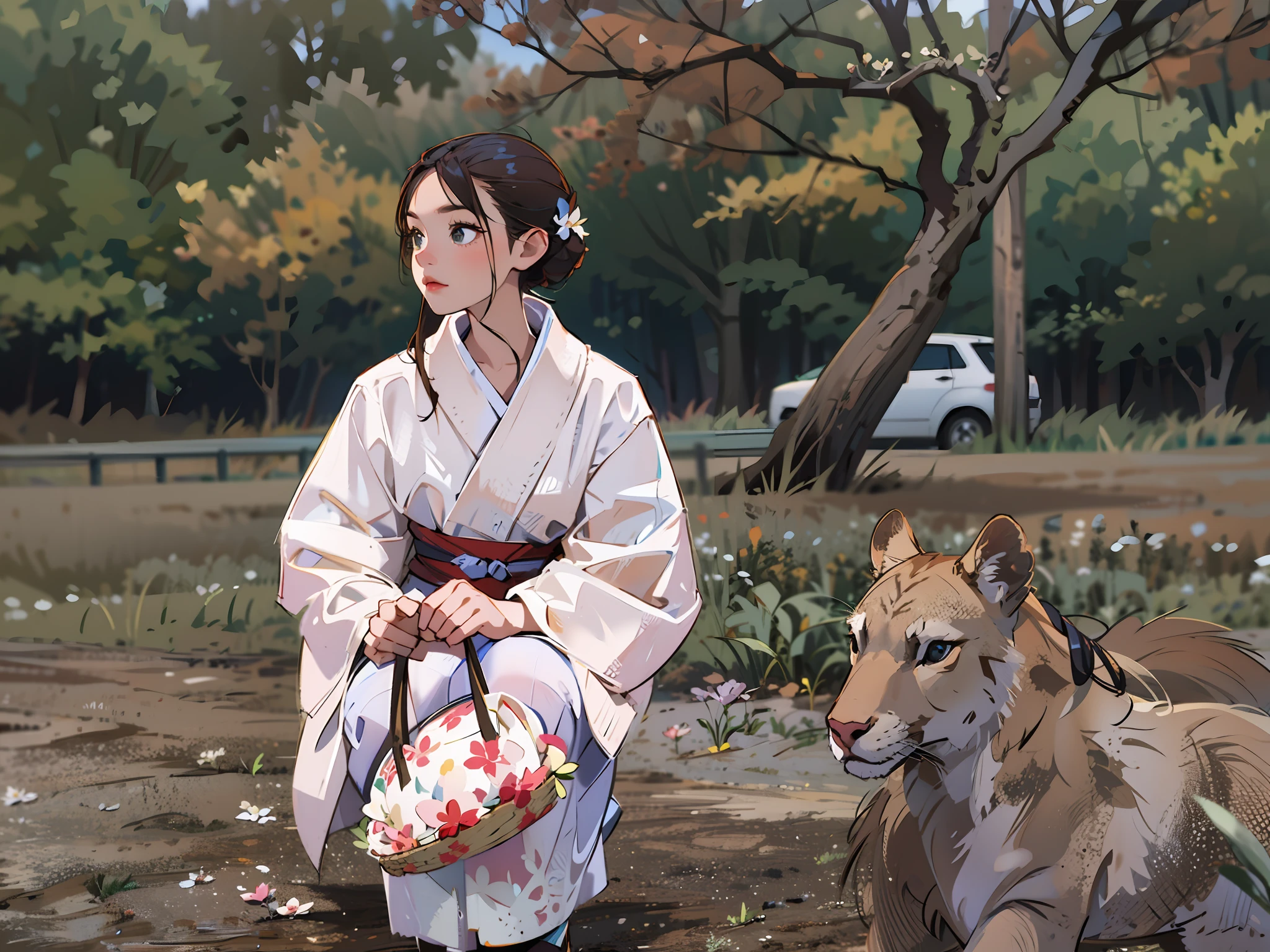 there is a woman that is sitting in the grass with a hat, standing in flower field, in a field with flowers, standing in flower field, in a field of flowers, With flowers, Girl in a flower field, on the garden, xintong chen, girl frontal in a flower field, Profile picture, woman standing in flower field, Profile image