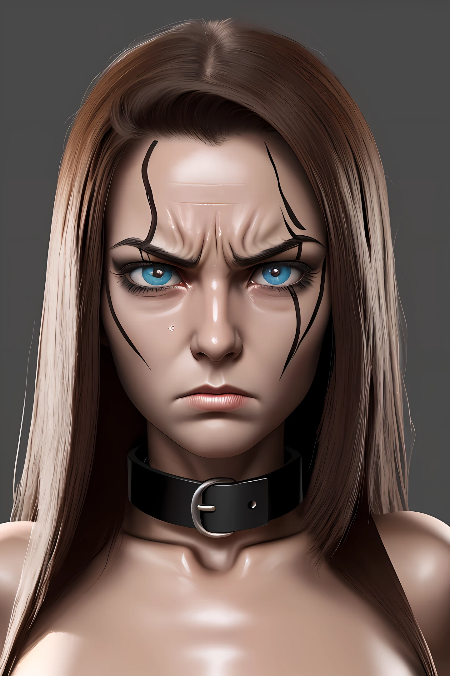 Angry Face, BDSM, Slave, Rubber, No Clothes, Bondage, Collar, NSFW, (Best Quality, 8k, Masterpiece: 1.3))), Clear Focus: 1.2, (Layer Cut, Large: 1.2), Beauty with Perfect Figure: 1.4, Slender Abs: 1.2, Wet Body: 1.5, Highly Detailed Face and Skin Texture, Detailed Eyes, Double Eyelids, Long Hair