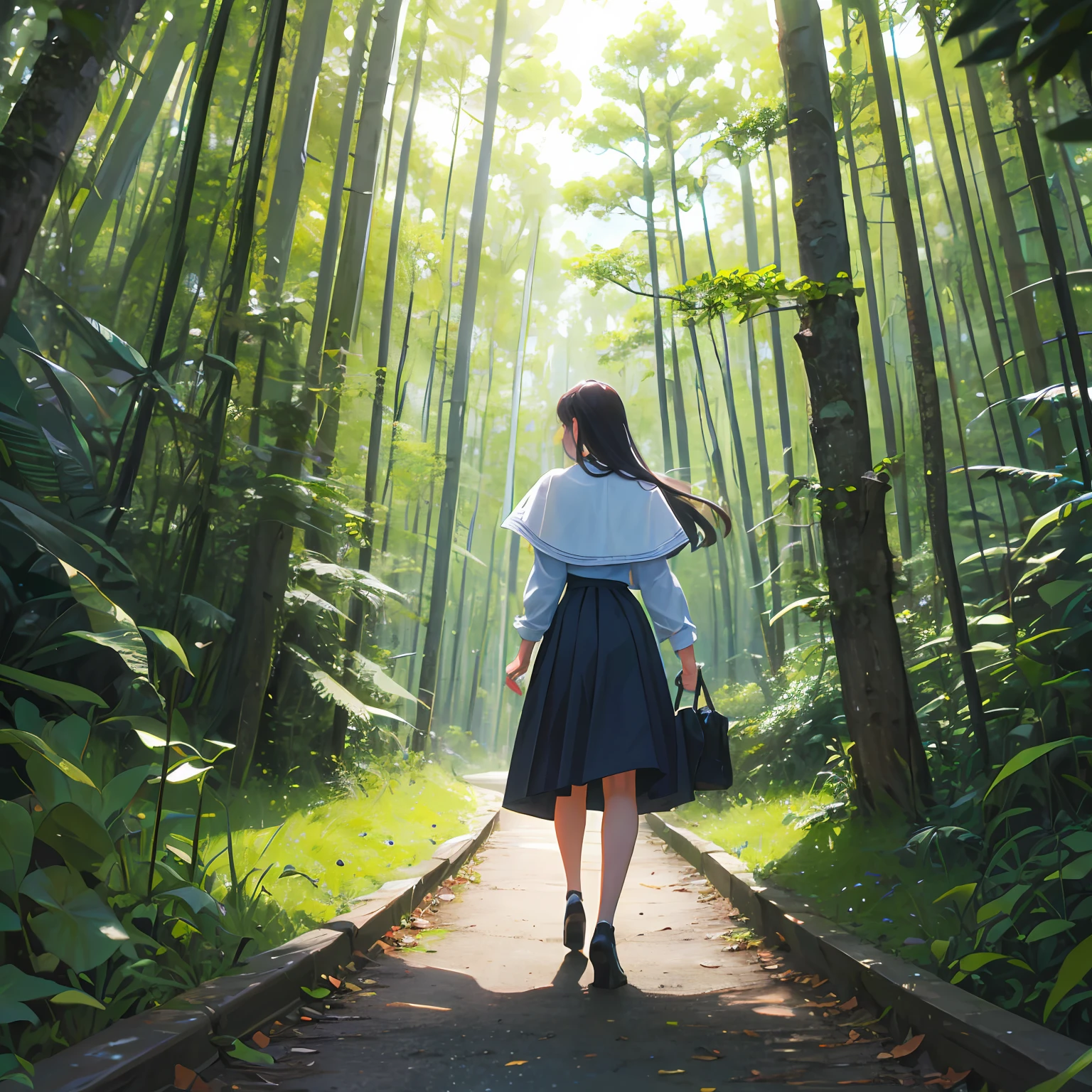 Person embracing forests, rios e montanhas, are displayed in the background --auto