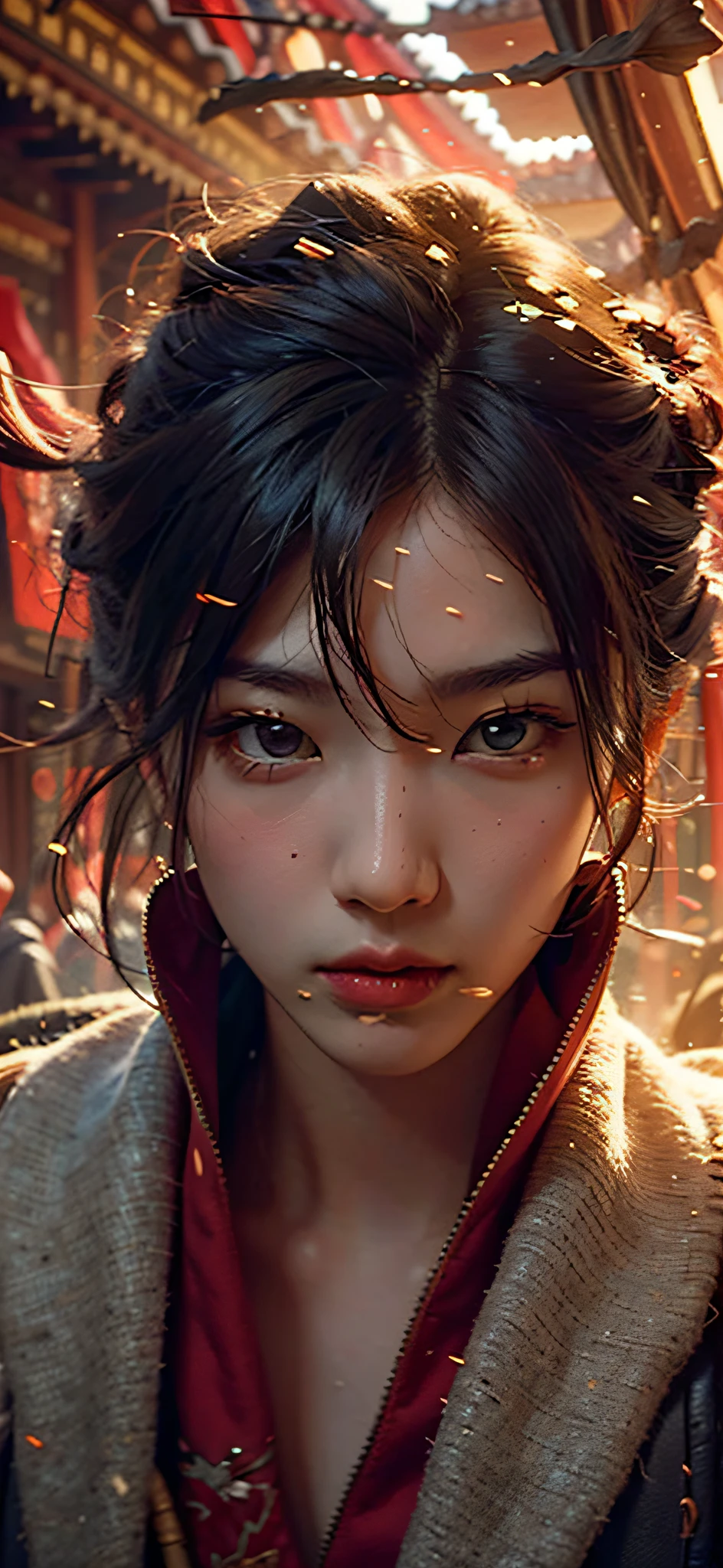 best qualtiy，tmasterpiece，超高分辨率，（realisticlying：1.4），xiuxian，arma，Detal Face，
1boys，独奏，arma，，（Magical Circle：1.2），xiuxian，The upper part of the body，cool guy，full bodyesbian，east asian architecture，jacket，buliding，