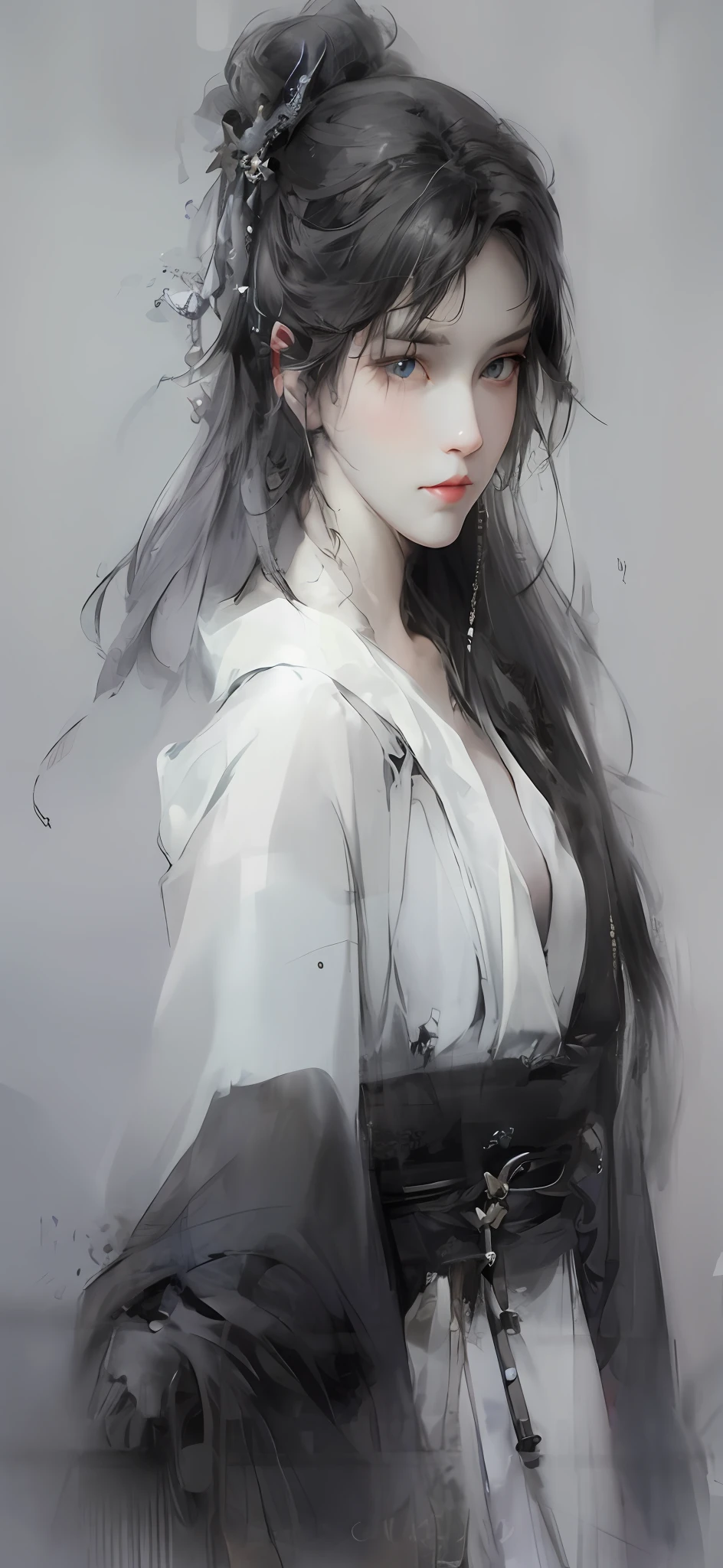 a close up of a woman with white hair and a white mask, beautiful character painting, guweiz, artwork in the style of guweiz, white haired deity, by Yang J, epic exquisite character art, stunning character art, by Fan Qi, by Wuzhun Shifan, guweiz on pixiv artstation