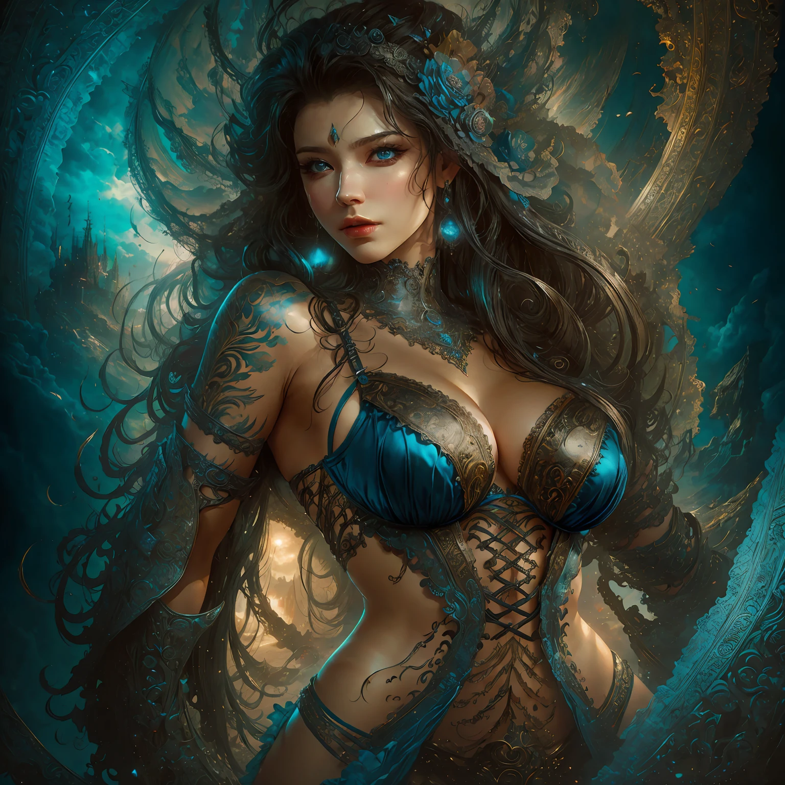 a close up of a woman in a blue costume sitting on a bench, 4k fantasy art, artgerm julie bell beeple, wlop | artgerm, wlop art, art of wlop, epic fantasy art style hd, style artgerm, wlop and artgerm, hd fantasy art, epic fantasy digital art style --auto