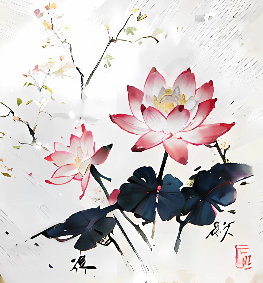 starrysky,moon full,flower field,There is a painting of flowers and some leaves on a white surface, lotuses, Traditional Chinese watercolor, Lotus, Traditional Chinese Ink Painting, lotuses, Traditional Chinese painting, with lotus flowers, Traditional Chinese art, Chinese ink painting, lotus flower, inspired by Ma Lin, Chinese painting style, Chinese style painting, Chinese painting,A white and black mountain painting,Birds flying in the sky, misty mountains, mountains in fog background,There is a painting of red flowers on the branches, clubs, Chinese watercolor style, Japanese style painting, cherry blossoms falling, Chinese painting style,