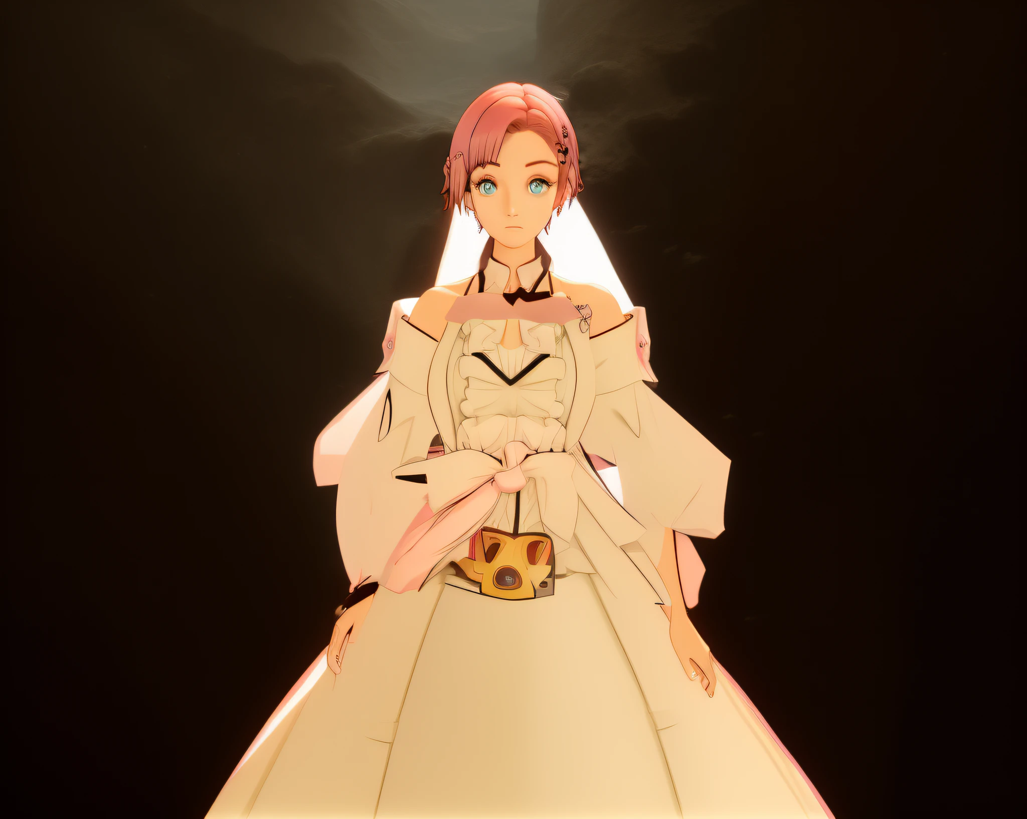 A pink-haired,sweet,Big eyes,
